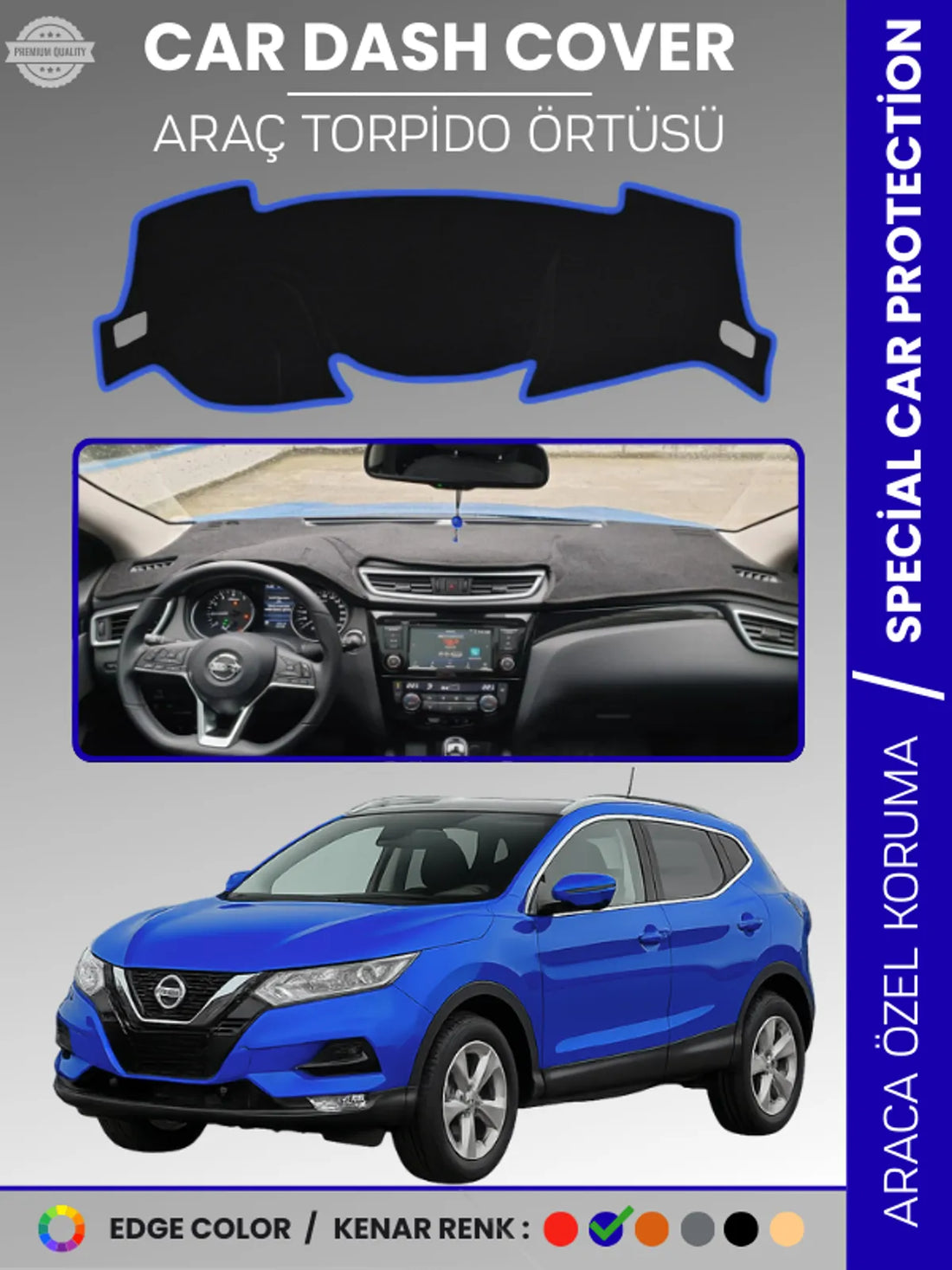 NİSSAN QASHQAİ J11 (2013-2020) Uyumlu Torpido Örtüsü Araca Özel Ön Göğüs Koruma
