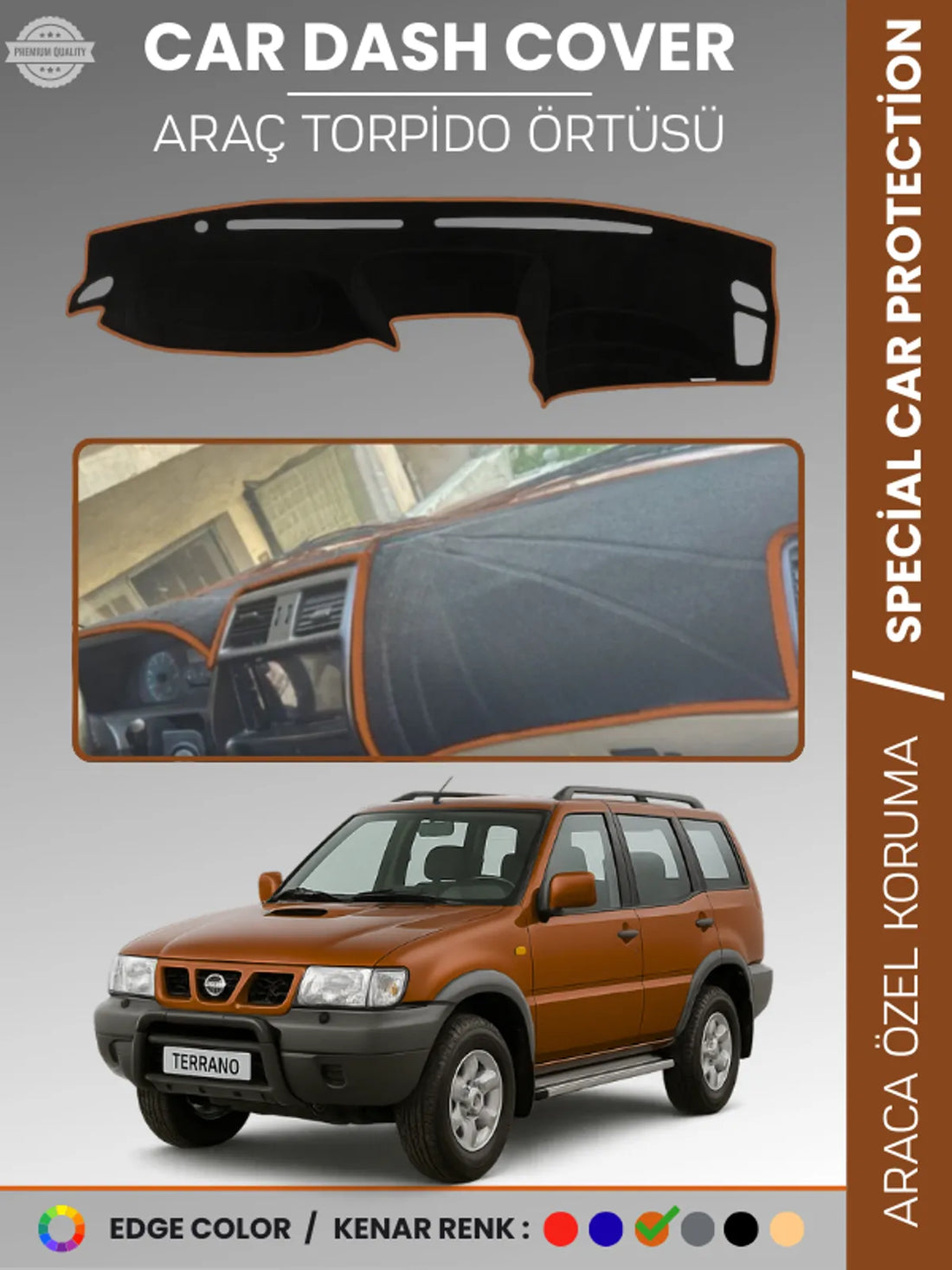 NİSSAN TERRANO DÜZ MODEL (1999-2003) Uyumlu Torpido Örtüsü Araca Özel Ön Göğüs Koruma