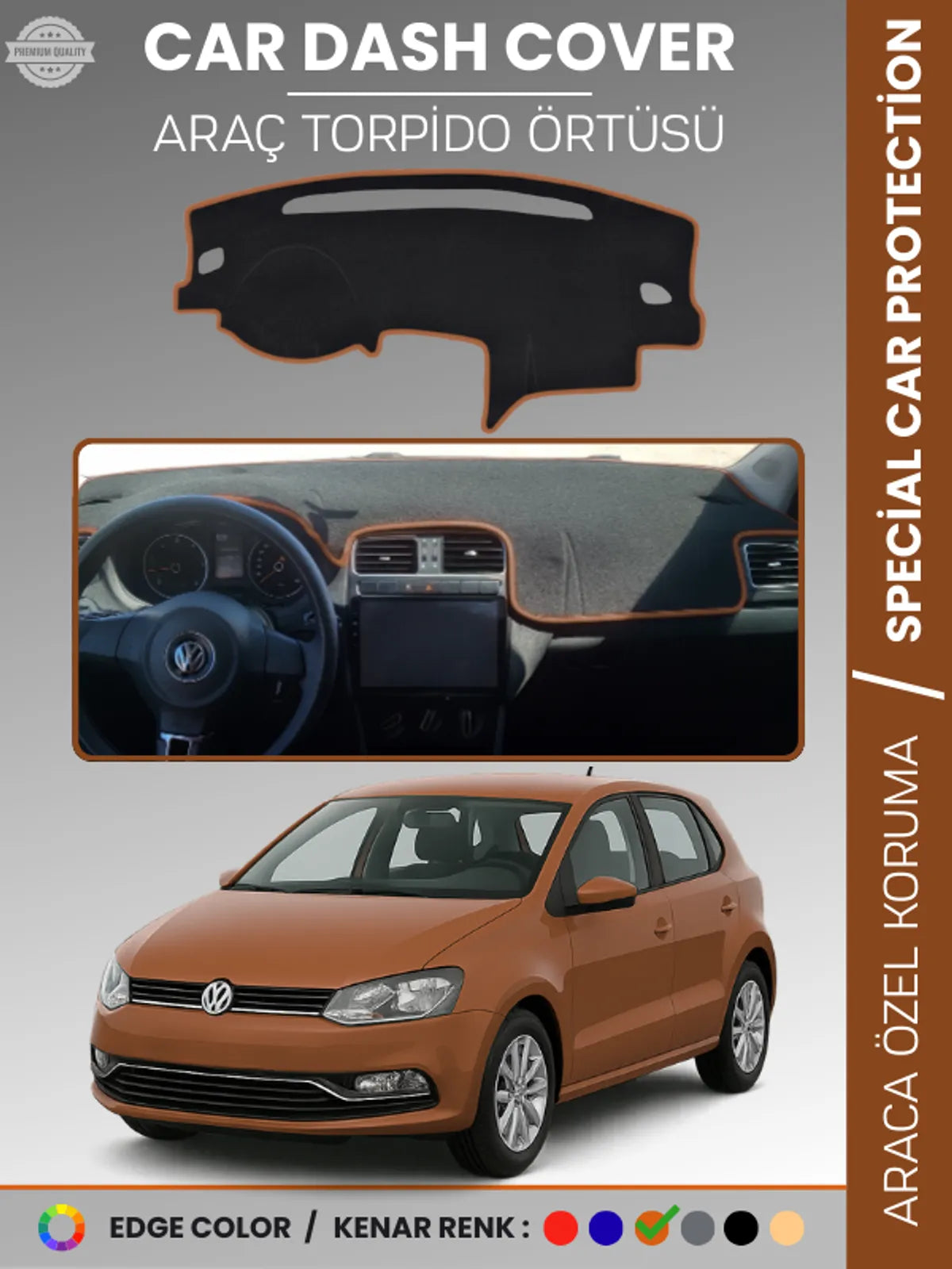VOLKSWAGEN POLO (2009-2019) Uyumlu Torpido Örtüsü Araca Özel Ön Göğüs Koruma