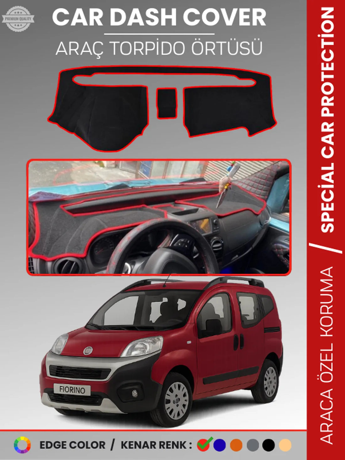 FIAT FİORİNO (2007-2024) Uyumlu Torpido Örtüsü Araca Özel Ön Göğüs Koruma