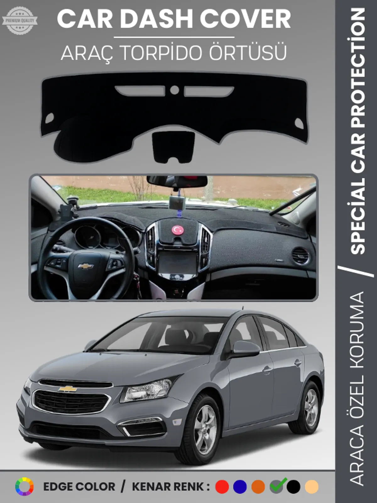 CHEVROLET Cruze (2012-2016) Uyumlu Torpido Örtüsü Araca Özel Ön Göğüs Koruma