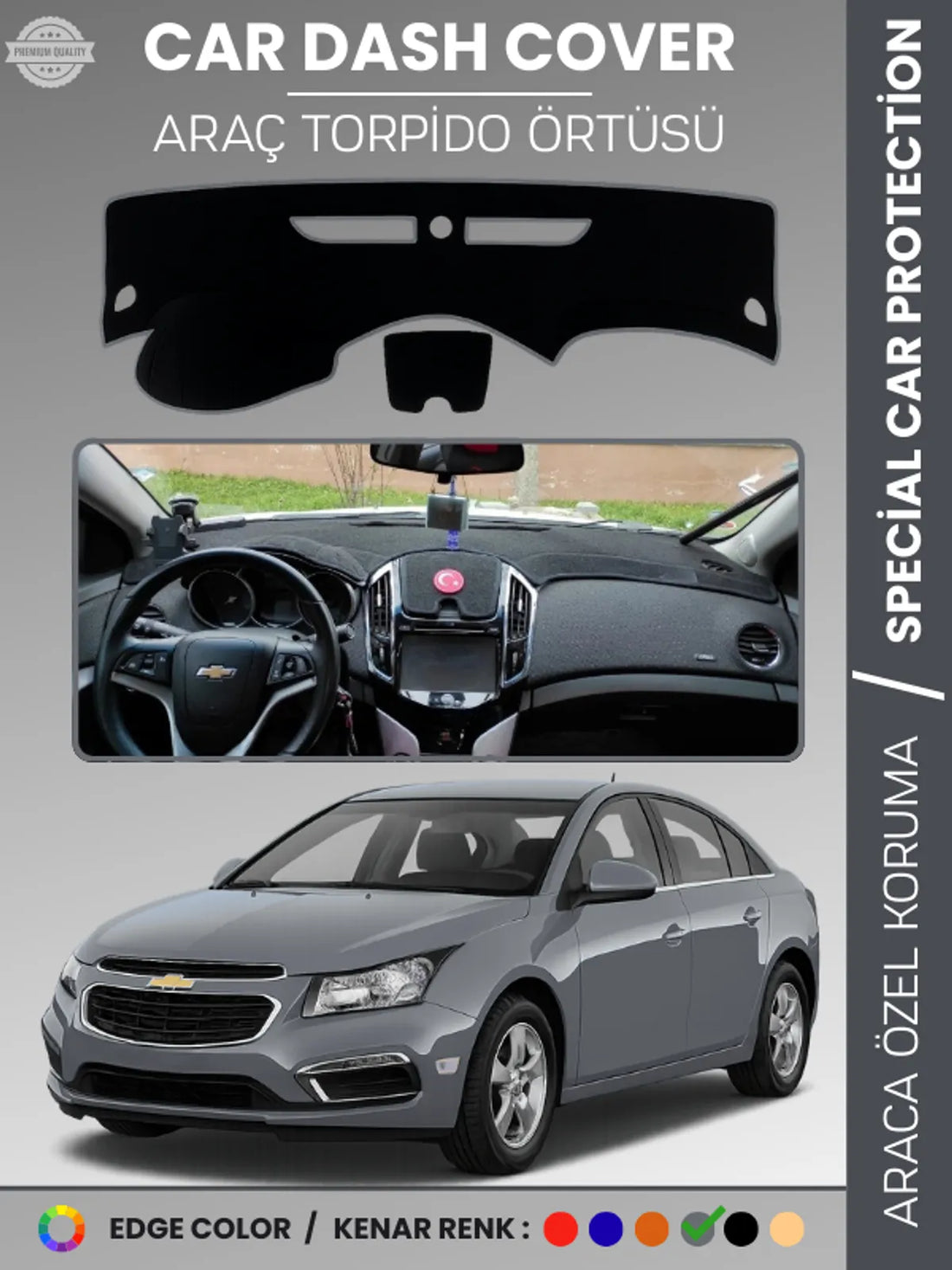 CHEVROLET Cruze (2012-2016) Uyumlu Torpido Örtüsü Araca Özel Ön Göğüs Koruma