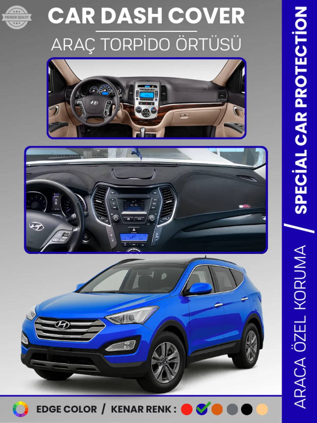 HYUNDAİ SANTAFE (2012-2017) Uyumlu Torpido Örtüsü Araca Özel Ön Göğüs Koruma