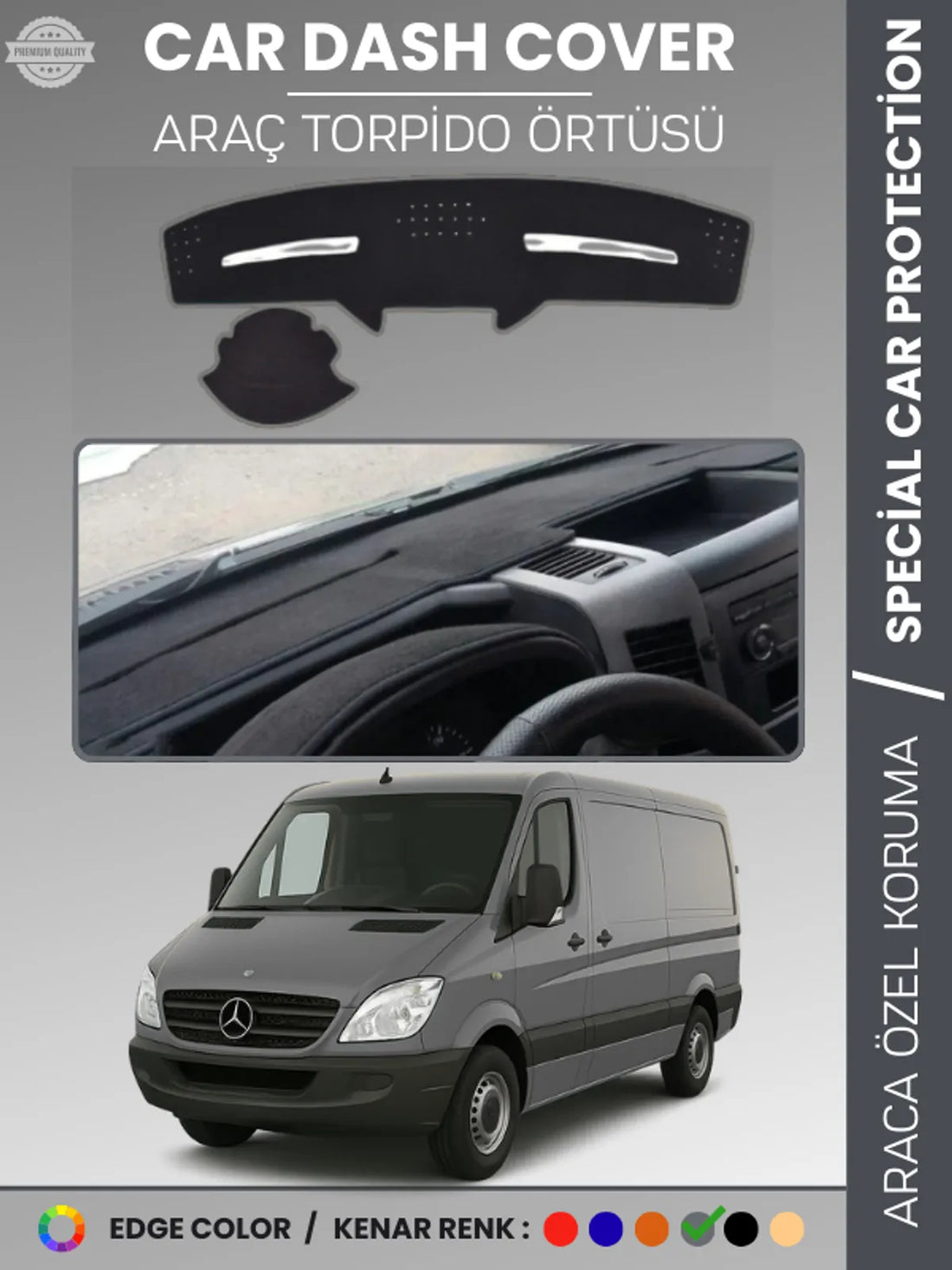MERCEDES SPRINTER W906 (2006-2018) Uyumlu Torpido Örtüsü Araca Özel Ön Göğüs Koruma