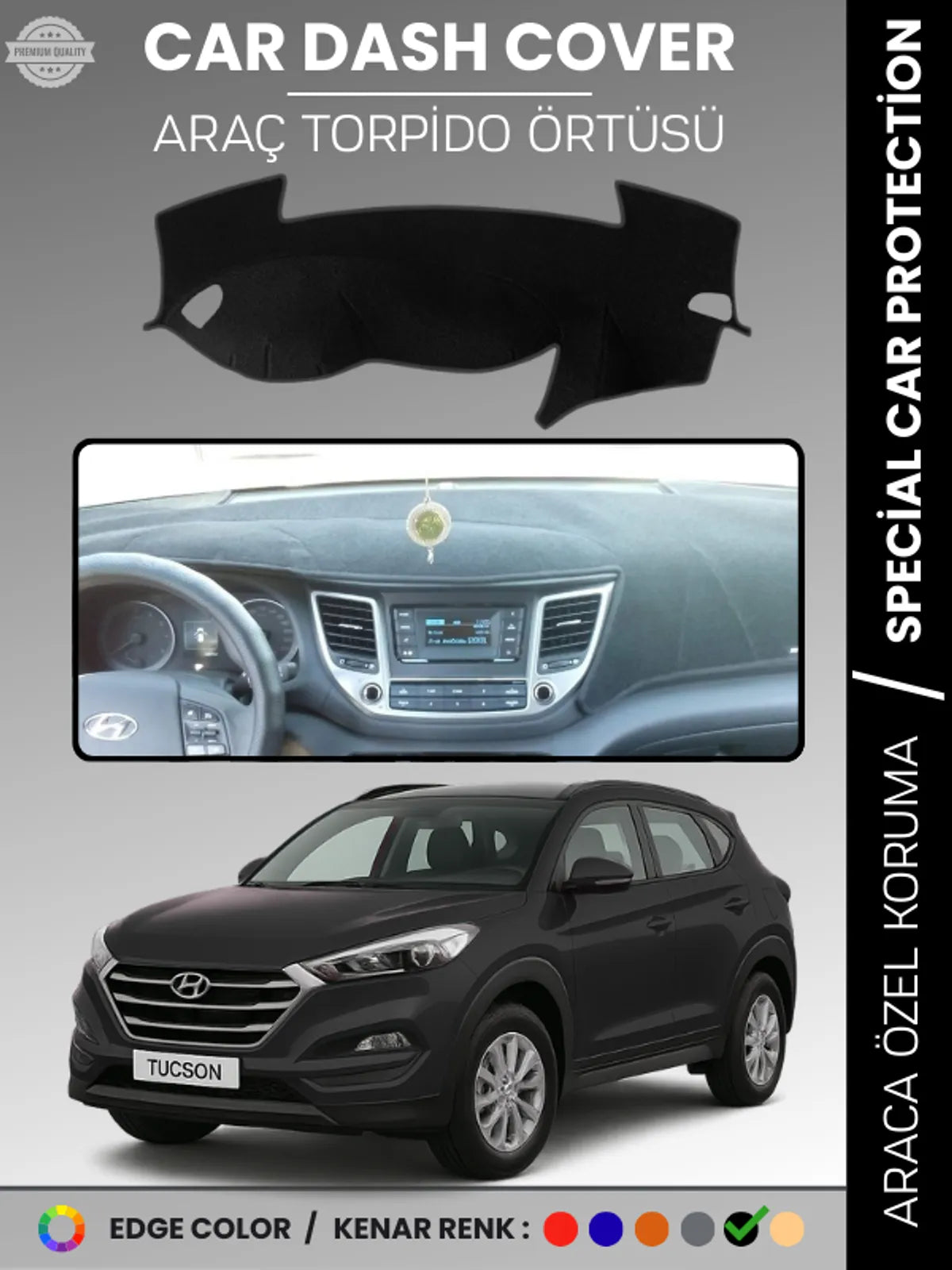 HYUNDAİ TUCSON (2016-2018) Uyumlu Torpido Örtüsü Araca Özel Ön Göğüs Koruma