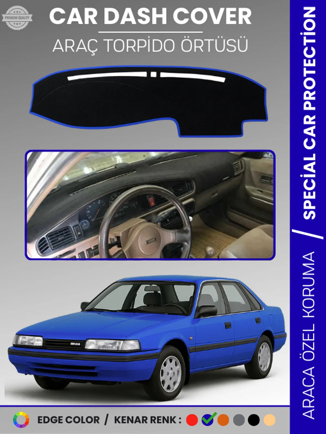 MAZDA 626 (1987-1991) Uyumlu Torpido Örtüsü Araca Özel Ön Göğüs Koruma