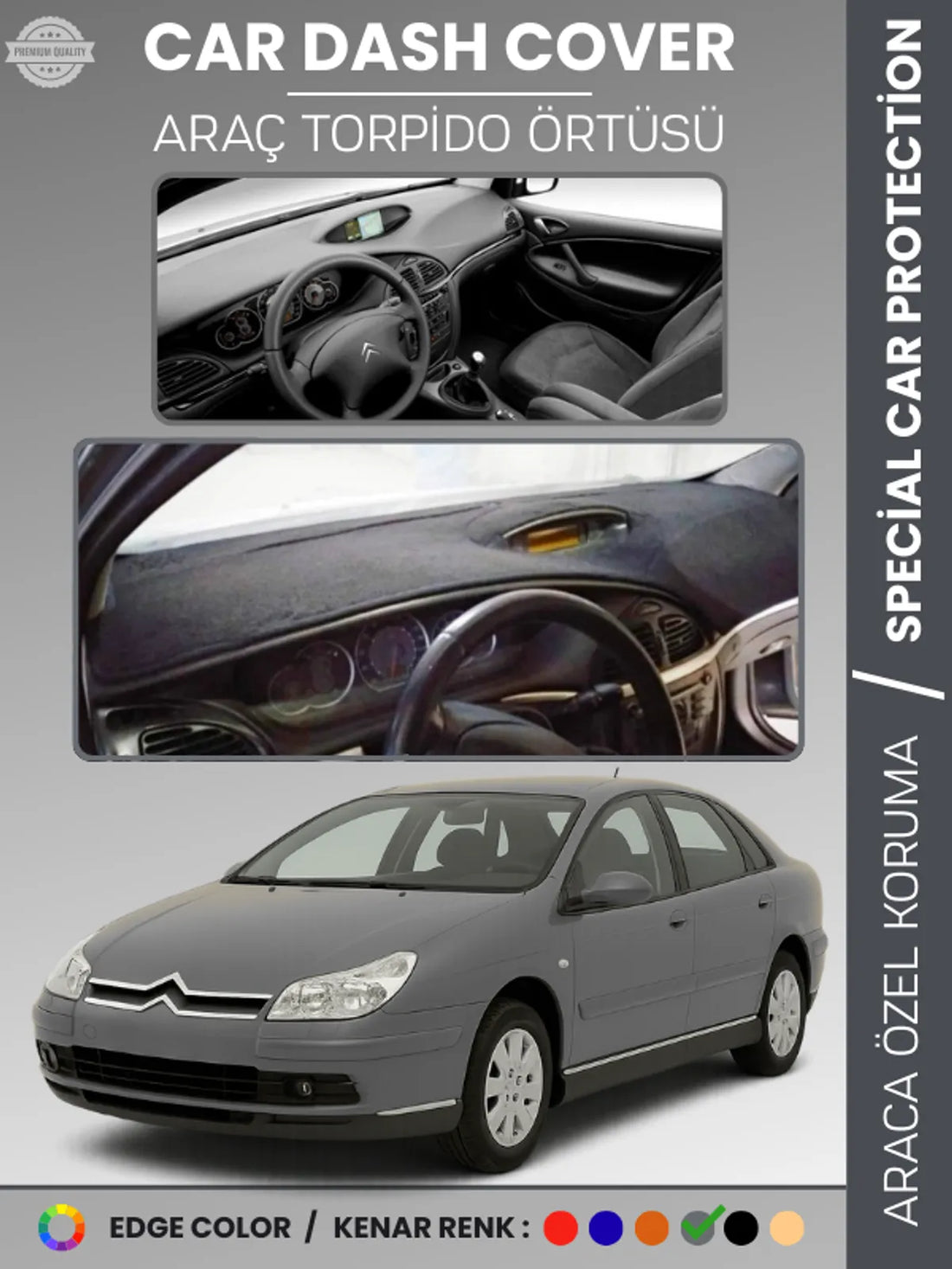 CITROEN C5 (2004-2008) Uyumlu Torpido Örtüsü Araca Özel Ön Göğüs Koruma