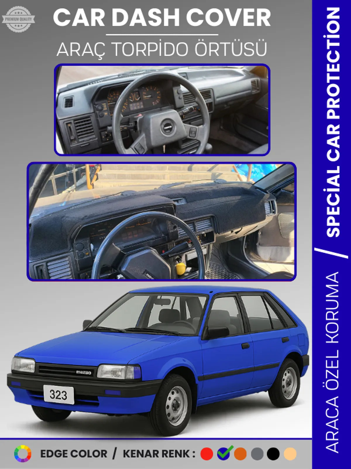 MAZDA 323 BF (1985-1989) Uyumlu Torpido Örtüsü Araca Özel Ön Göğüs Koruma
