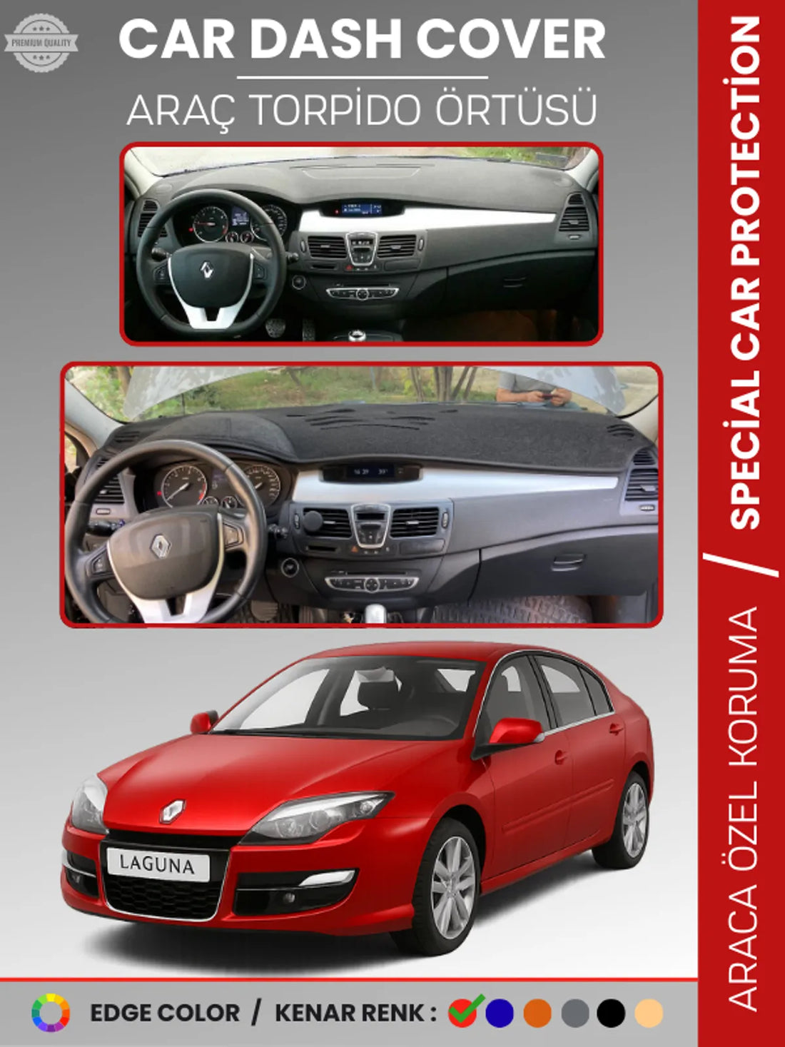 RENAULT LAGUNA 3 (2008-2015) Uyumlu Torpido Örtüsü Araca Özel Ön Göğüs Koruma