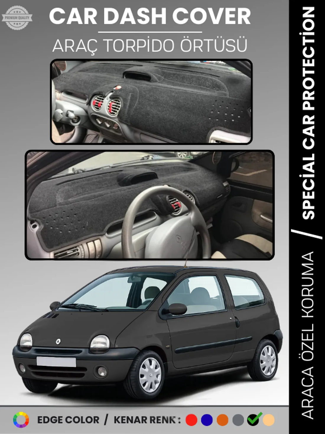 RENAULT TWINGO 1 (1998-2007) Uyumlu Torpido Örtüsü Araca Özel Ön Göğüs Koruma