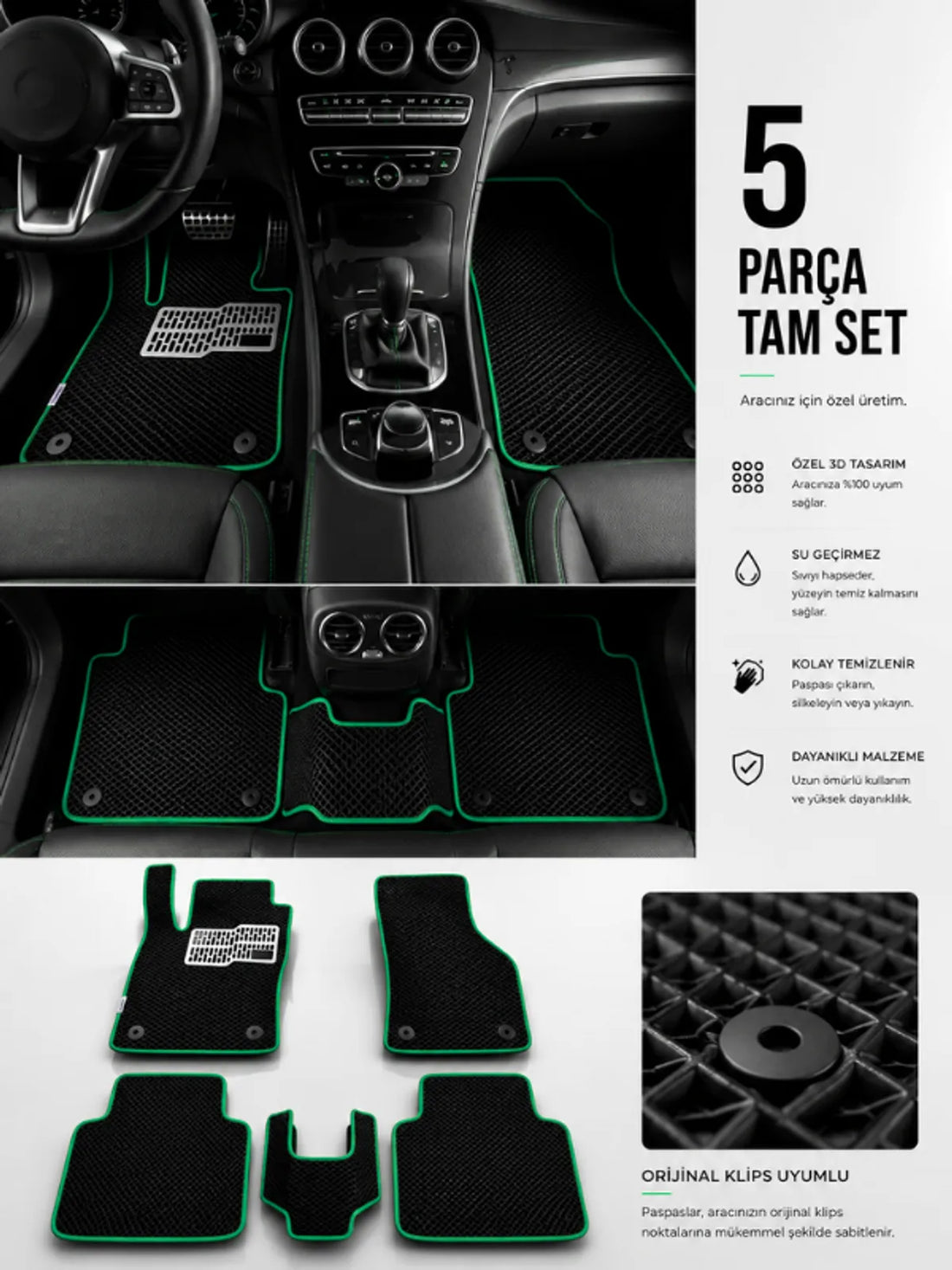 Seat ibiza (2017-2025) Araca Özel EVA Oto Paspas Seti Topukluk Dahil Tam Set