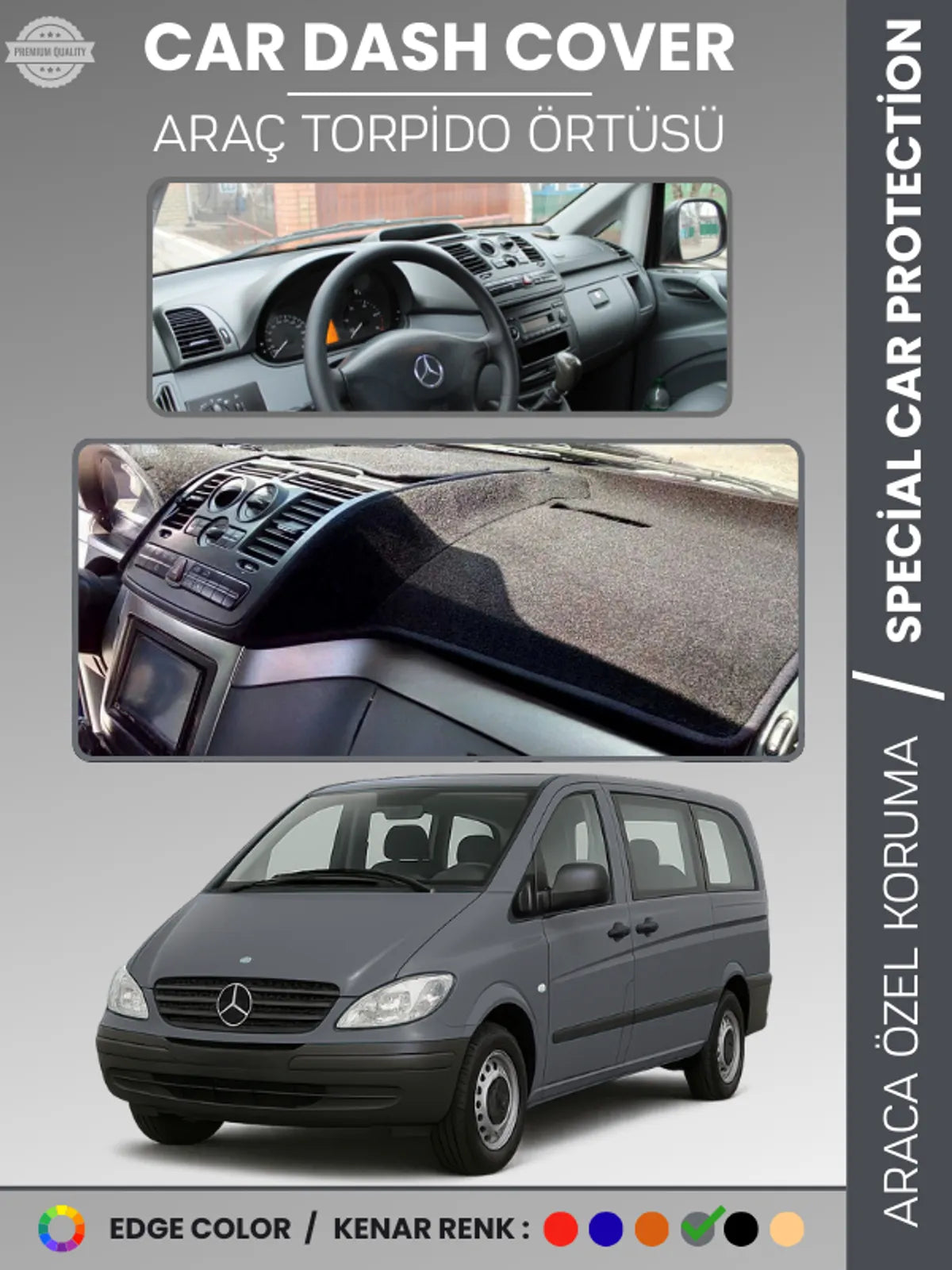 MERCEDES VITO / VIANO W639 (2003-2014) Uyumlu Torpido Örtüsü Araca Özel Ön Göğüs Koruma