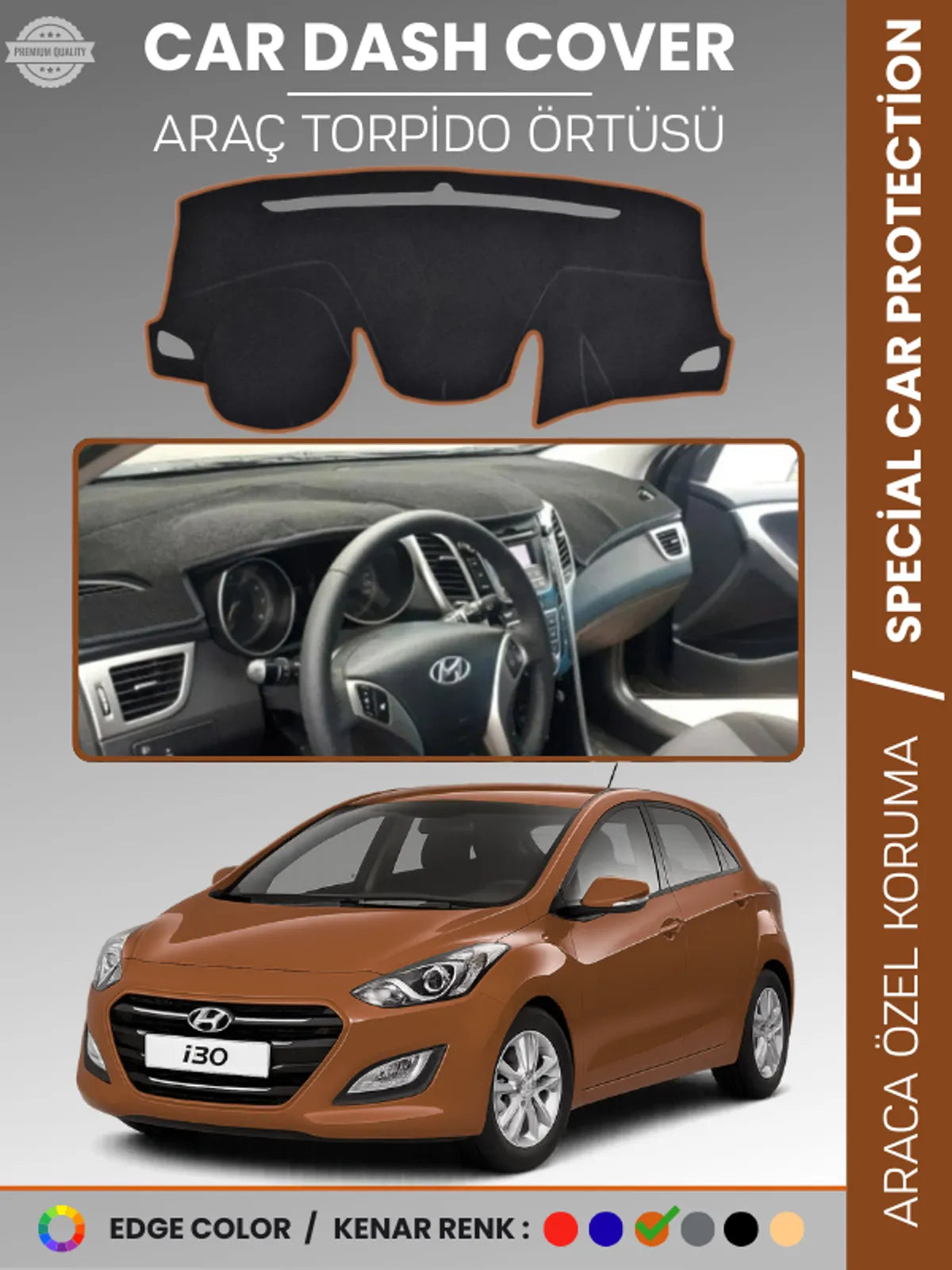 HYUNDAİ İ30 (2012-2016) Uyumlu Torpido Örtüsü Araca Özel Ön Göğüs Koruma