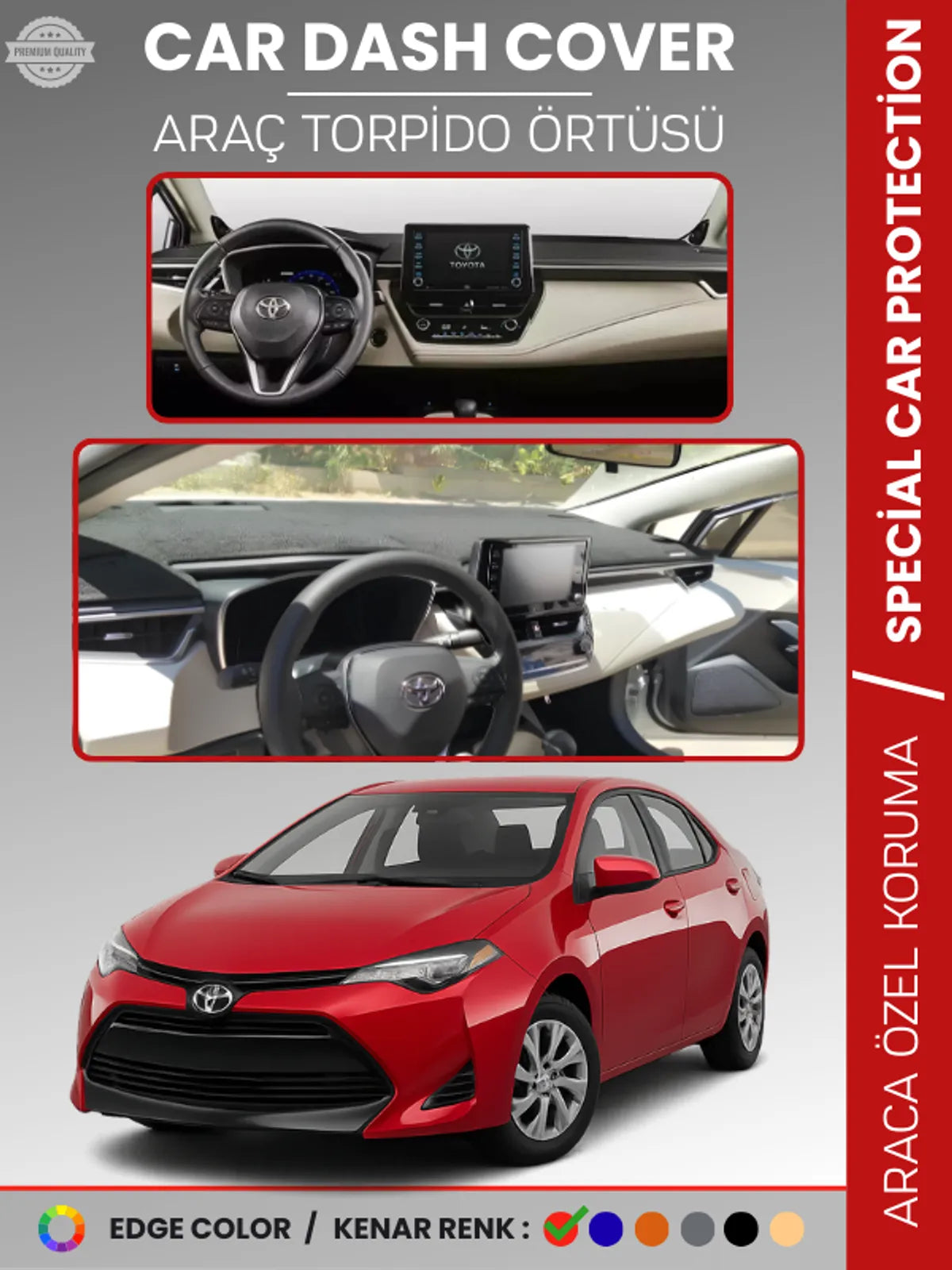 TOYOTA COROLLA (2019+) Uyumlu Torpido Örtüsü Araca Özel Ön Göğüs Koruma