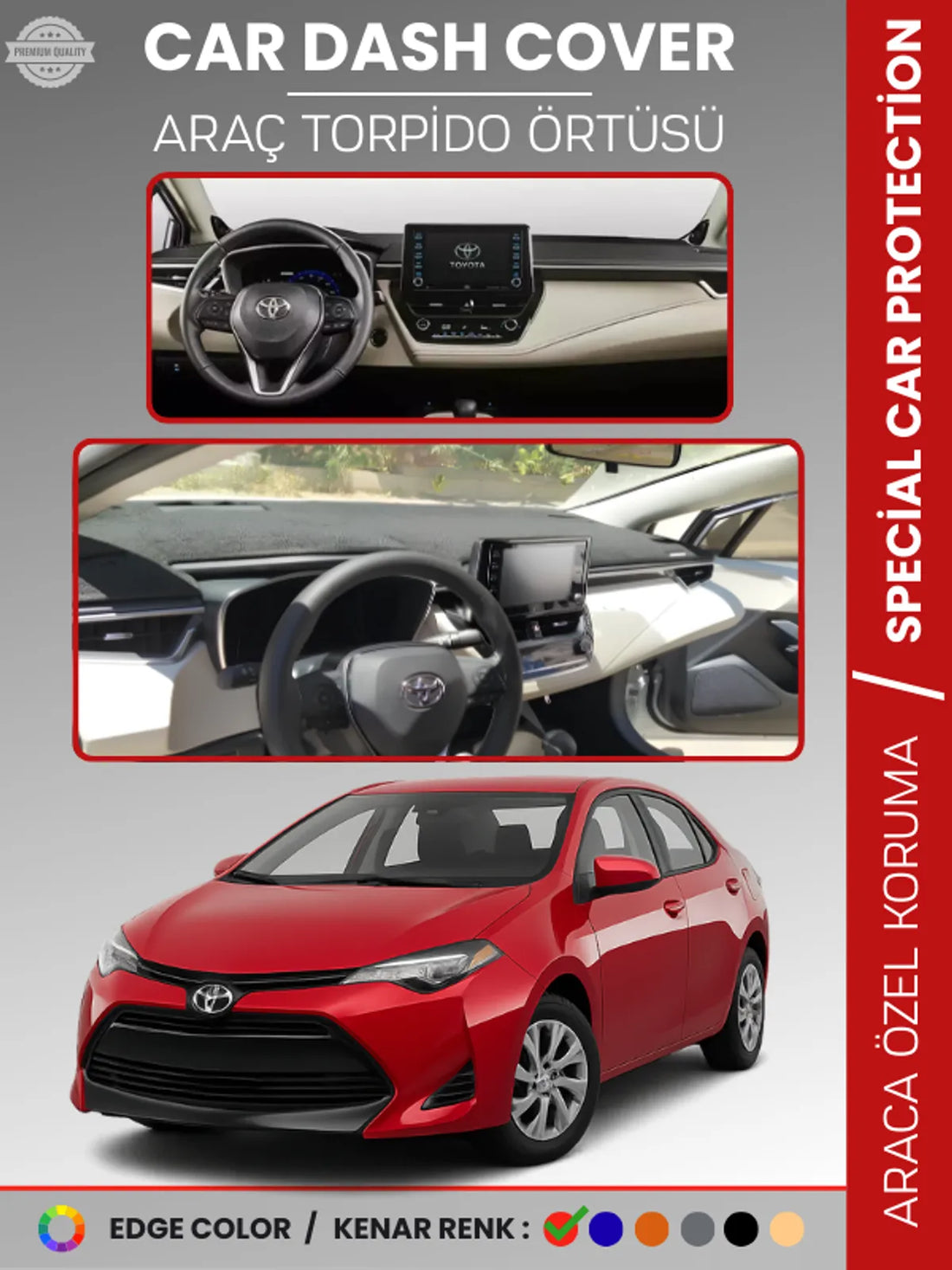 TOYOTA COROLLA (2019+) Uyumlu Torpido Örtüsü Araca Özel Ön Göğüs Koruma