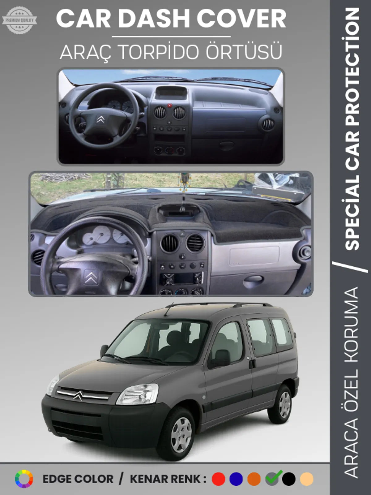 CITROEN BERLİNGO (1996-2006) Uyumlu Torpido Örtüsü Araca Özel Ön Göğüs Koruma