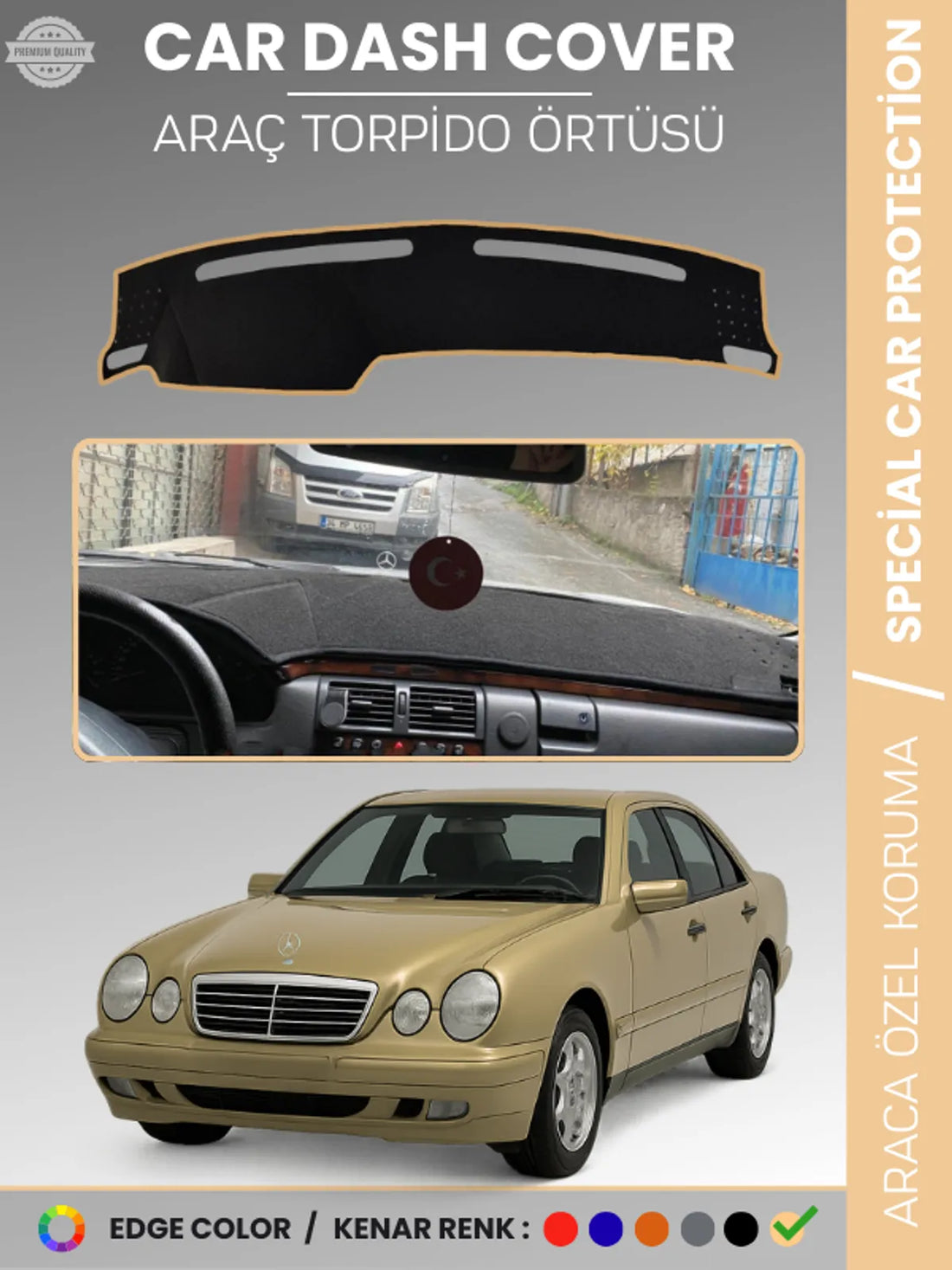 MERCEDES E200 / E220 / E240 W210 (1995-2002) Uyumlu Torpido Örtüsü Araca Özel Ön Göğüs Koruma
