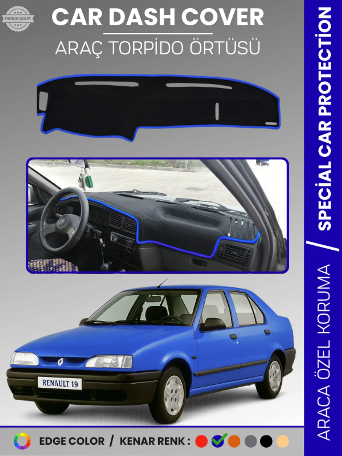RENAULT 19 Uyumlu Torpido Örtüsü Araca Özel Ön Göğüs Koruma