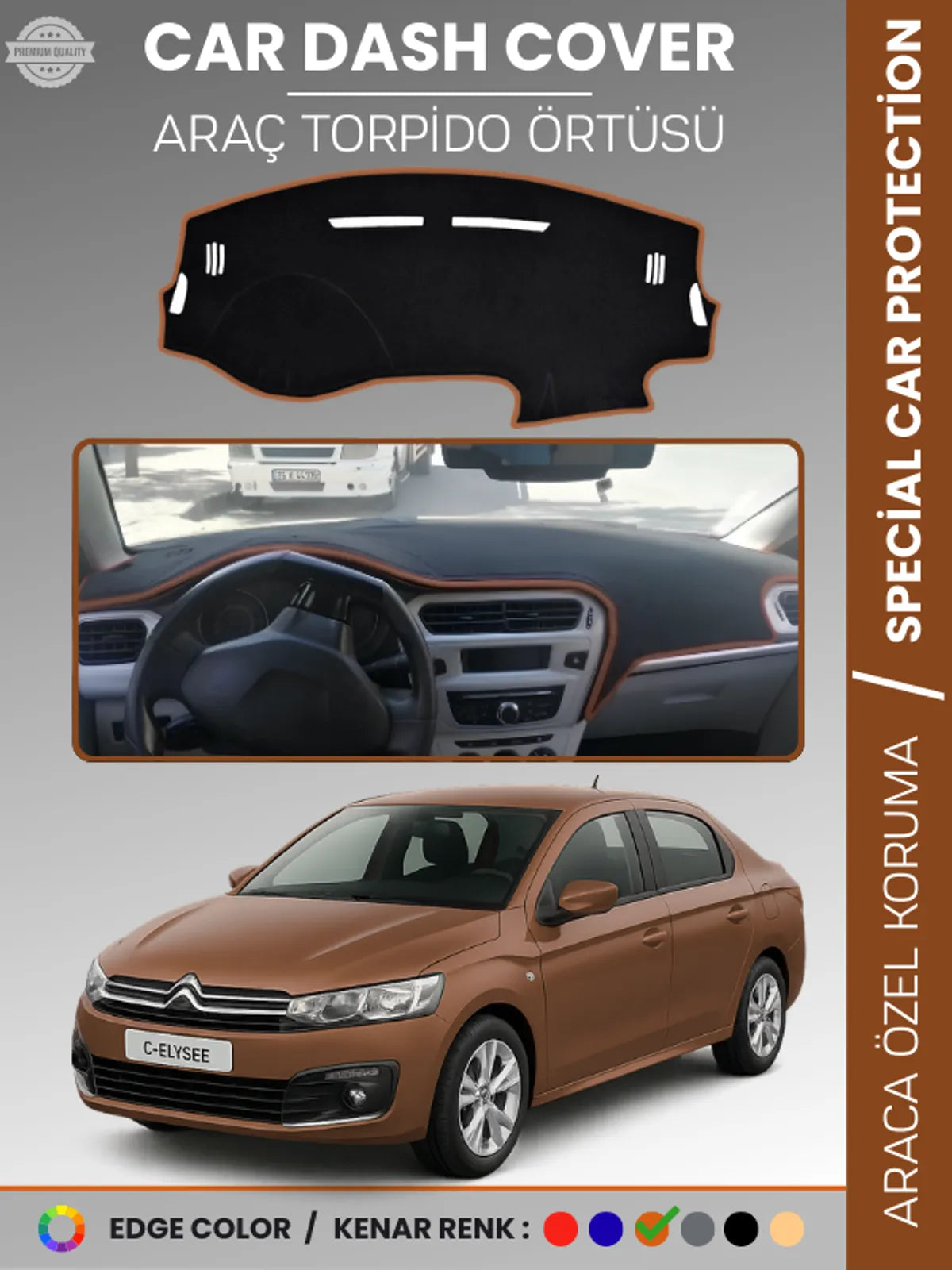 CITROEN C-ELYSEE (2012-2021) Uyumlu Torpido Örtüsü Araca Özel Ön Göğüs Koruma