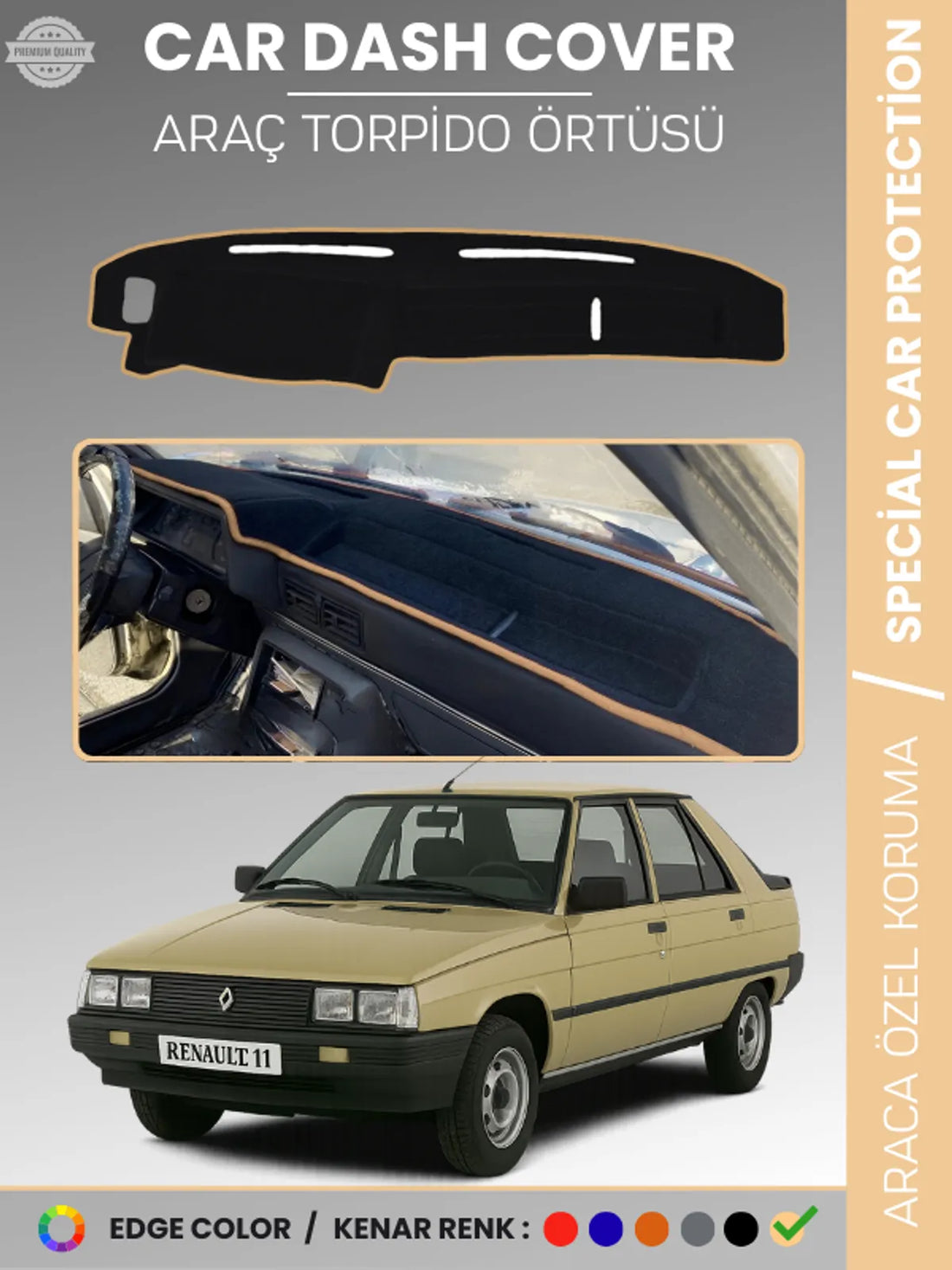 RENAULT 11 Uyumlu Torpido Örtüsü Araca Özel Ön Göğüs Koruma
