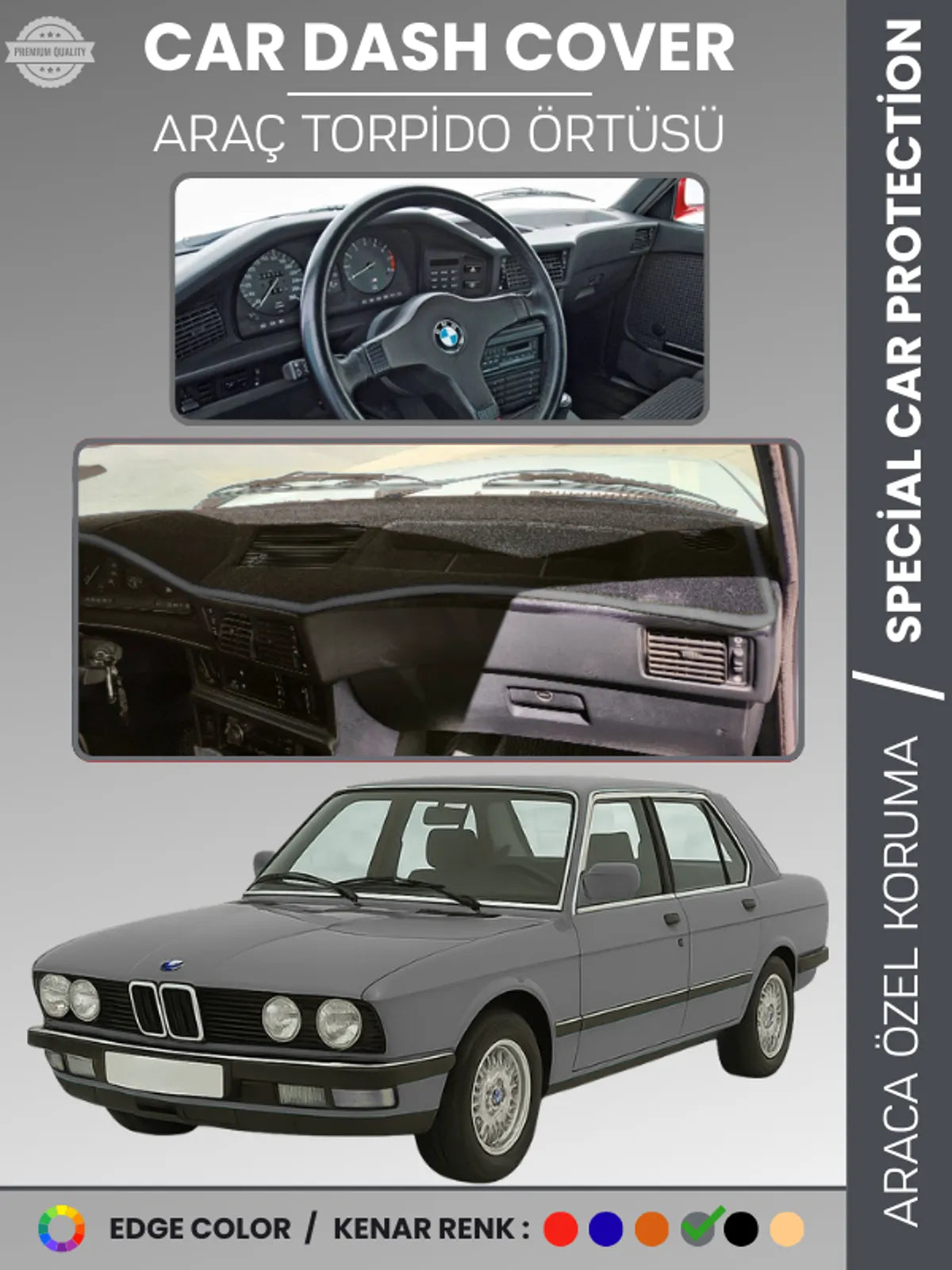 BMW E28 5 SERİSİ (1981-1988) Uyumlu Torpido Örtüsü Araca Özel Ön Göğüs Koruma