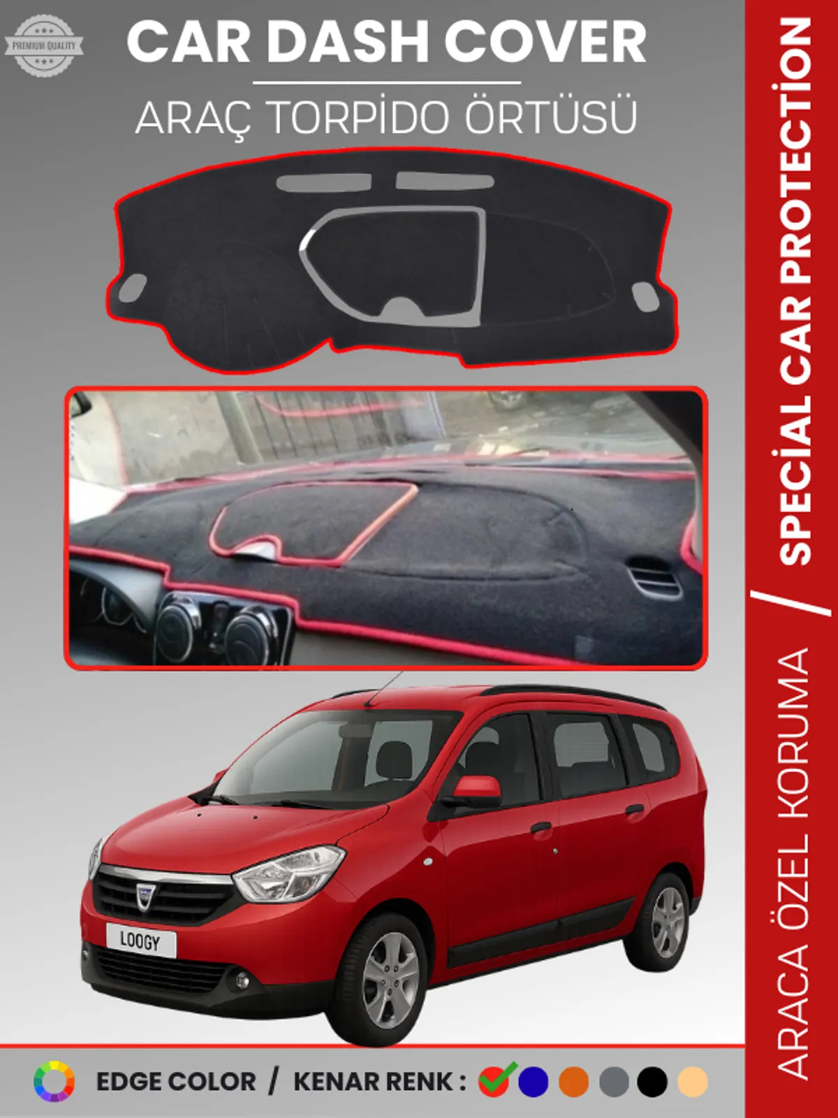 DACIA LODGY (2010-2017) Uyumlu Torpido Örtüsü Araca Özel Ön Göğüs Koruma