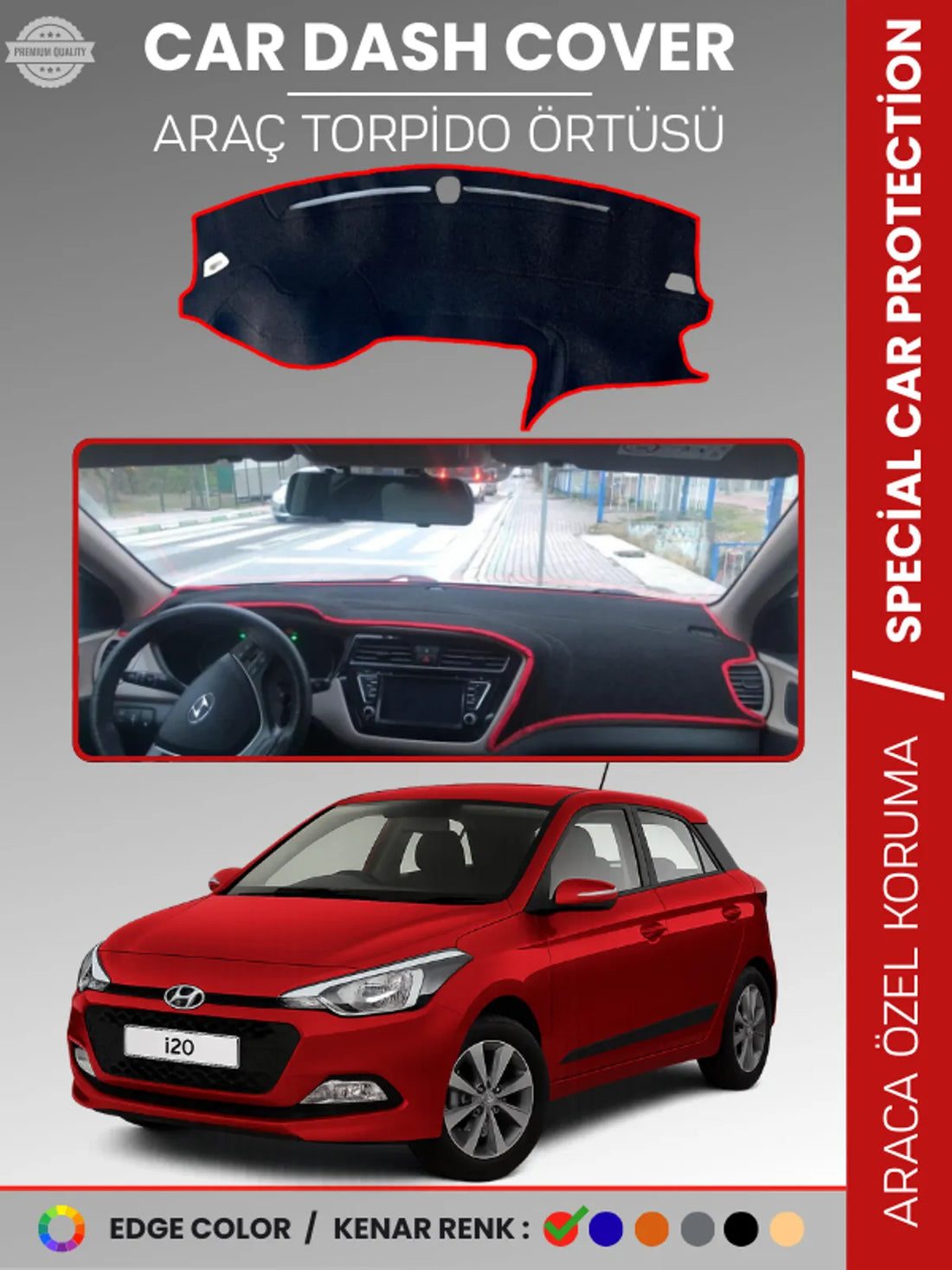 HYUNDAI i20 GB KKASA (2014-2020) Uyumlu Torpido Örtüsü Araca Özel Ön Göğüs Koruma