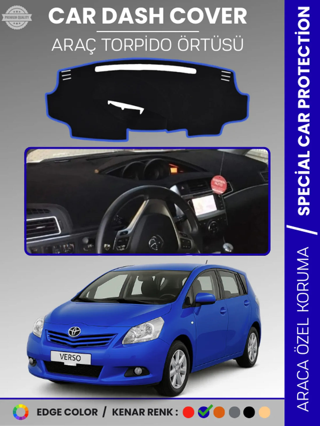 TOYOTA VERSO (2009-2018) Uyumlu Torpido Örtüsü Araca Özel Ön Göğüs Koruma