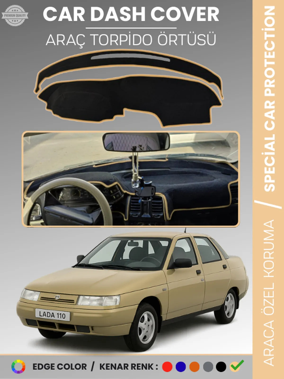 LADA 110 VEGA (1995-2007) Uyumlu Torpido Örtüsü Araca Özel Ön Göğüs Koruma