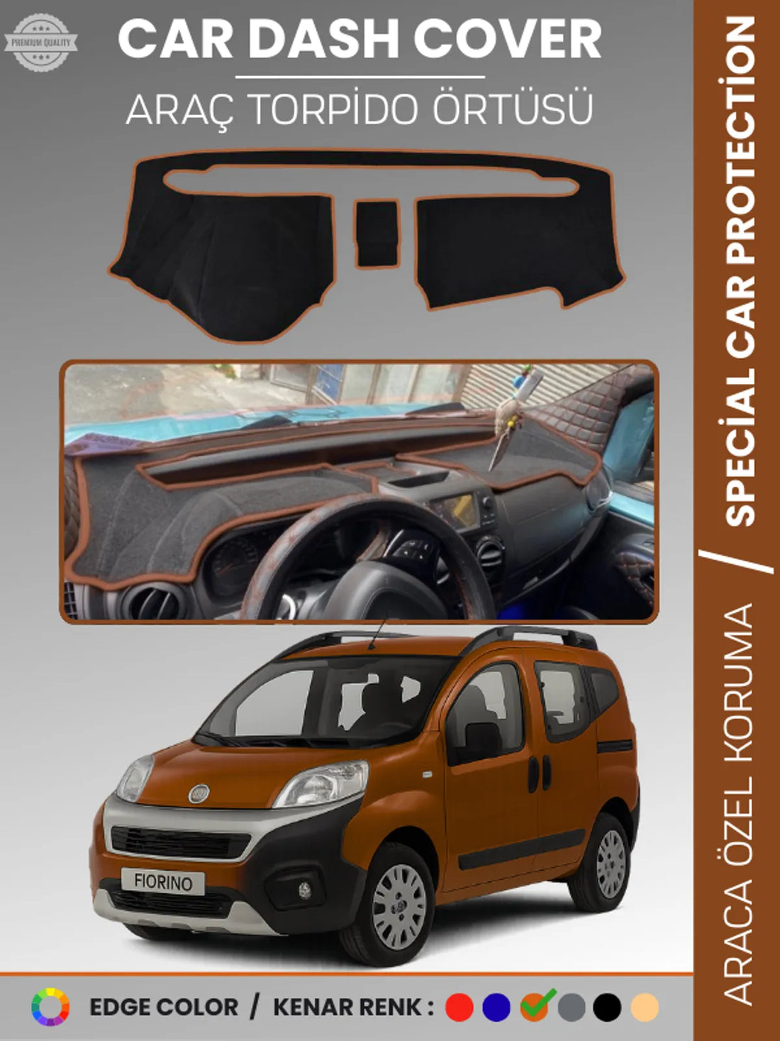 FIAT FİORİNO (2007-2024) Uyumlu Torpido Örtüsü Araca Özel Ön Göğüs Koruma