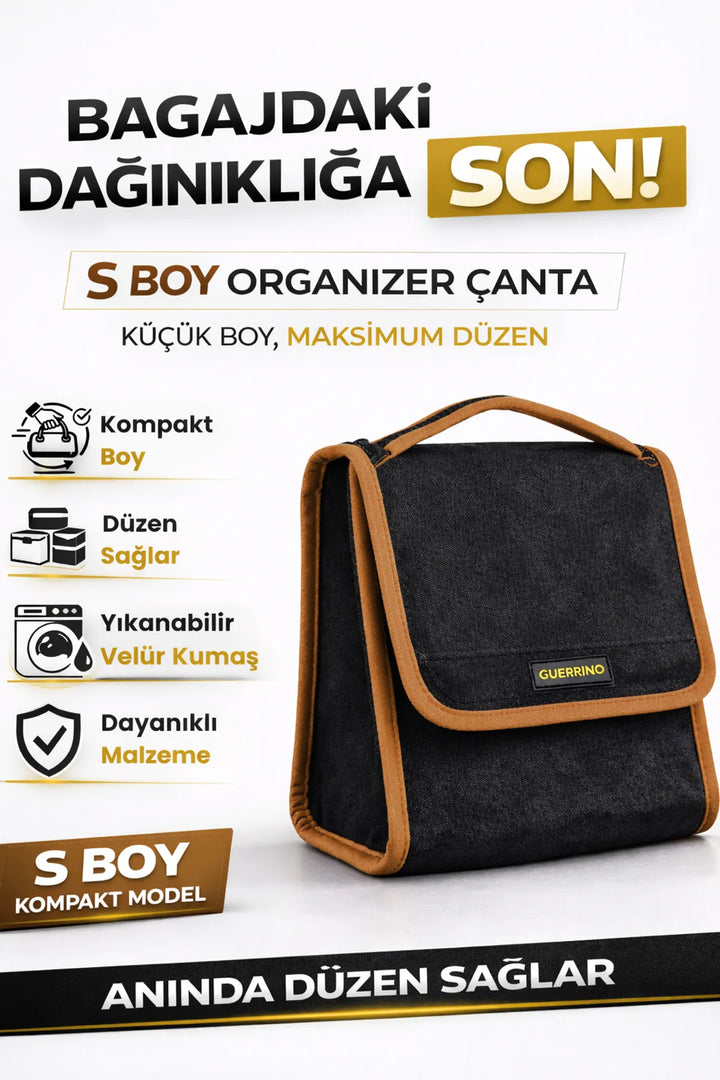Oto Bagaj Çantası S Boy Kaymaz Cırt Bantlı Velur Kompakt Düzenleyici