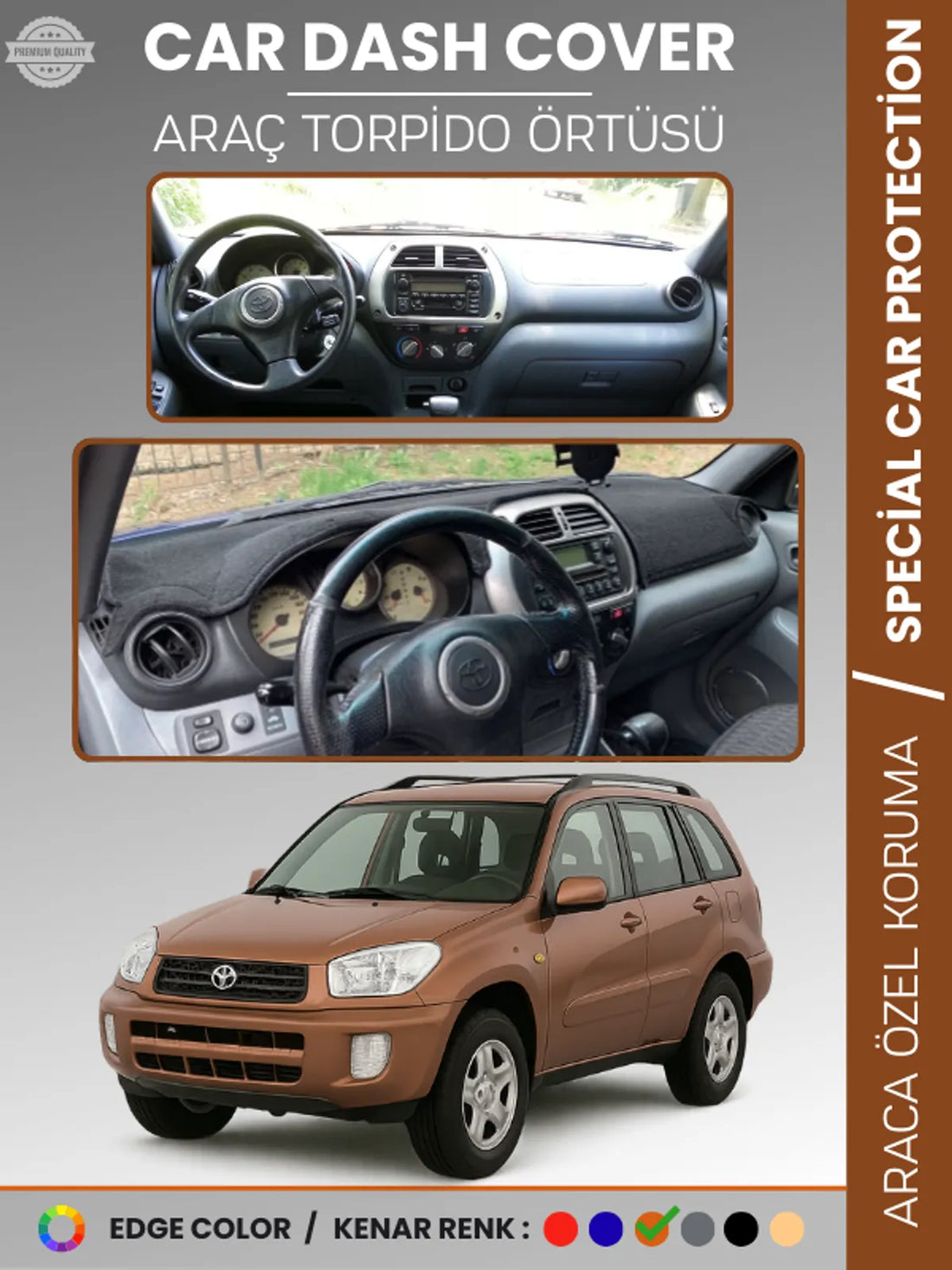 TOYOTA RAV4 (2000-2005) Uyumlu Torpido Örtüsü Araca Özel Ön Göğüs Koruma