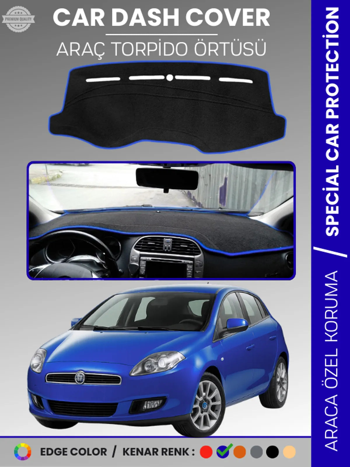 FIAT BRAVO (2007-2014) Uyumlu Torpido Örtüsü Araca Özel Ön Göğüs Koruma