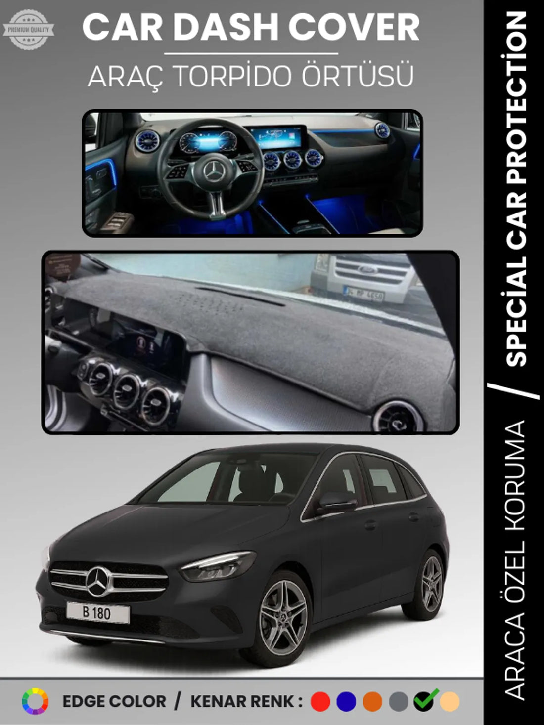 MERCEDES B-CLASS W247 (2019-2023) Uyumlu Torpido Örtüsü Araca Özel Ön Göğüs Koruma