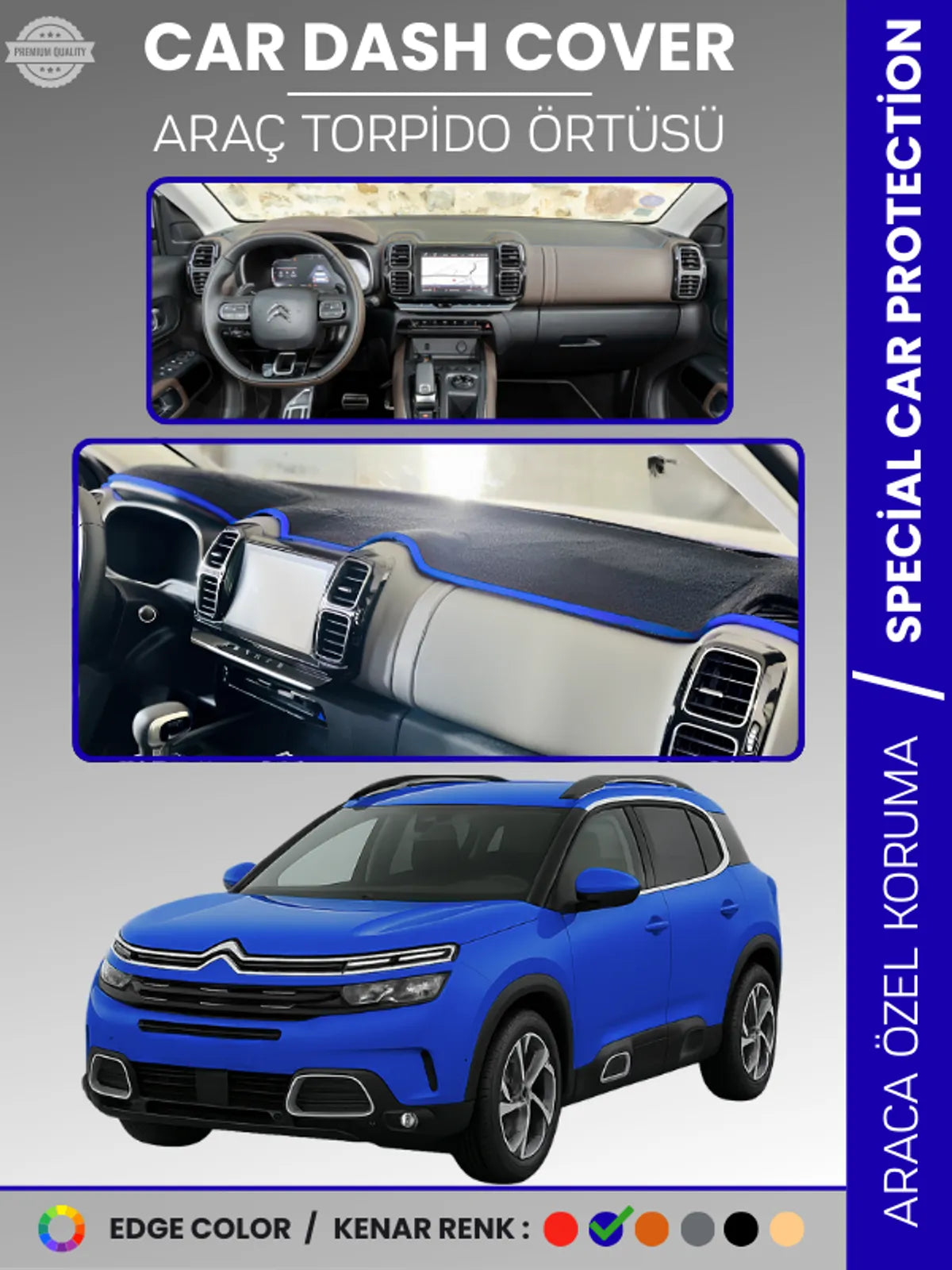 CITROEN C5 AIRCROSS (2018-2025) Uyumlu Torpido Örtüsü Araca Özel Ön Göğüs Koruma
