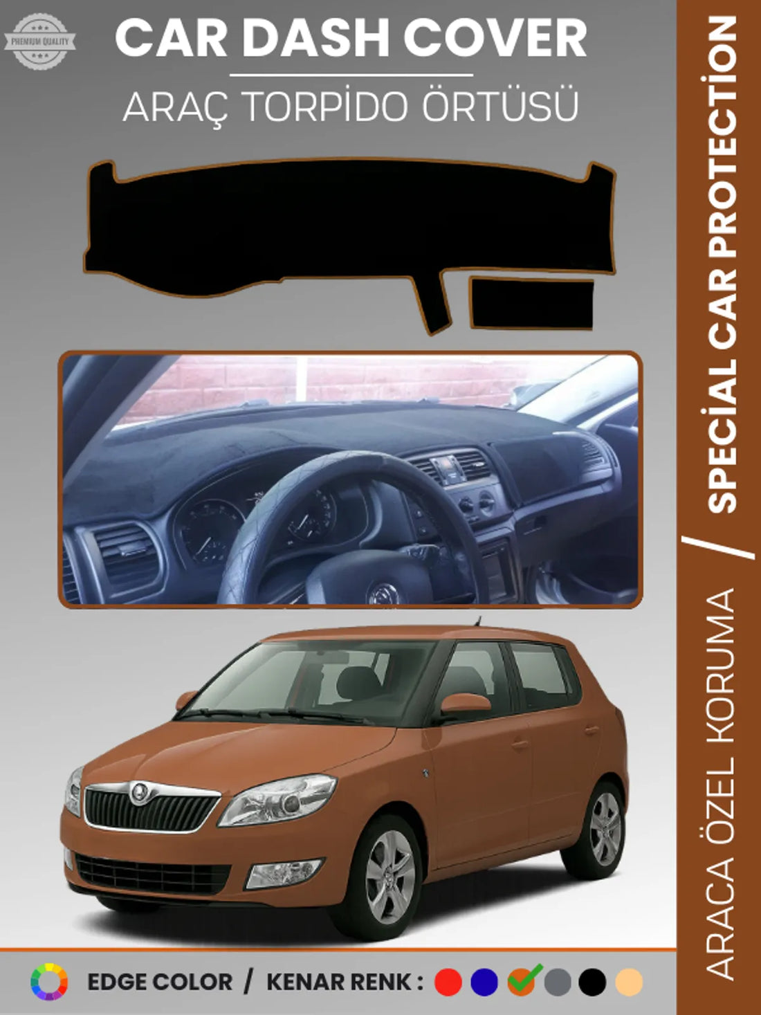 SKODA FABİA (2007-2014) Uyumlu Torpido Örtüsü Araca Özel Ön Göğüs Koruma