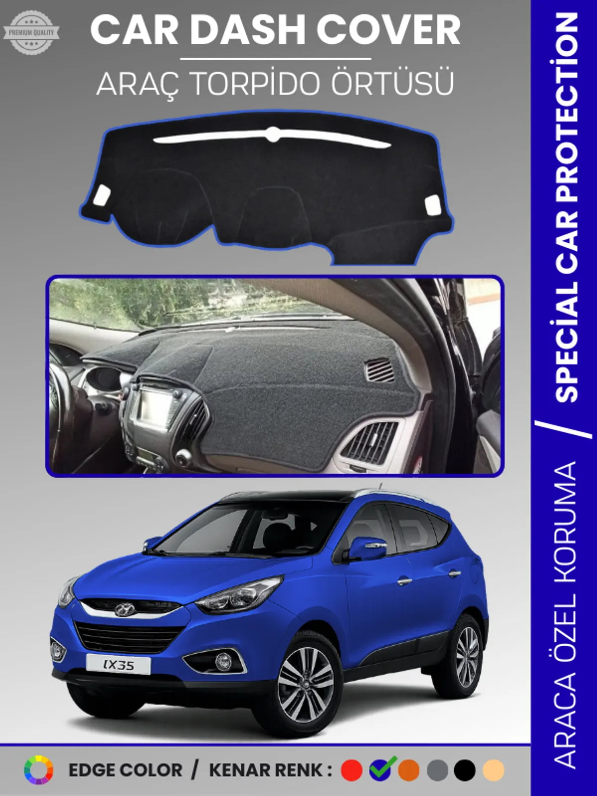 HYUNDAİ İX35 (2009-2015) Uyumlu Torpido Örtüsü Araca Özel Ön Göğüs Koruma