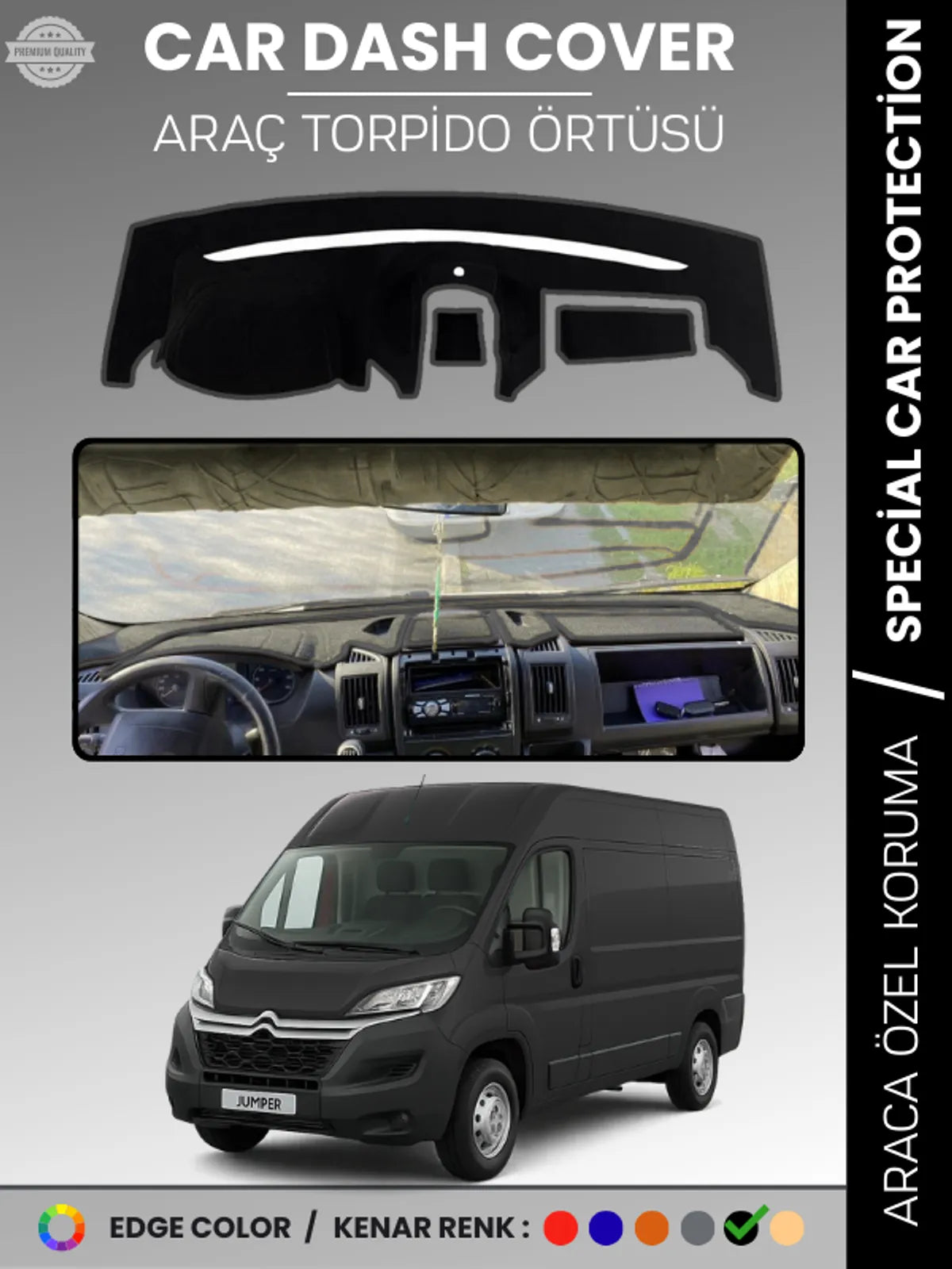 CITROEN JUMPER X290 KASA (2014-2024) Uyumlu Torpido Örtüsü Araca Özel Ön Göğüs Koruma