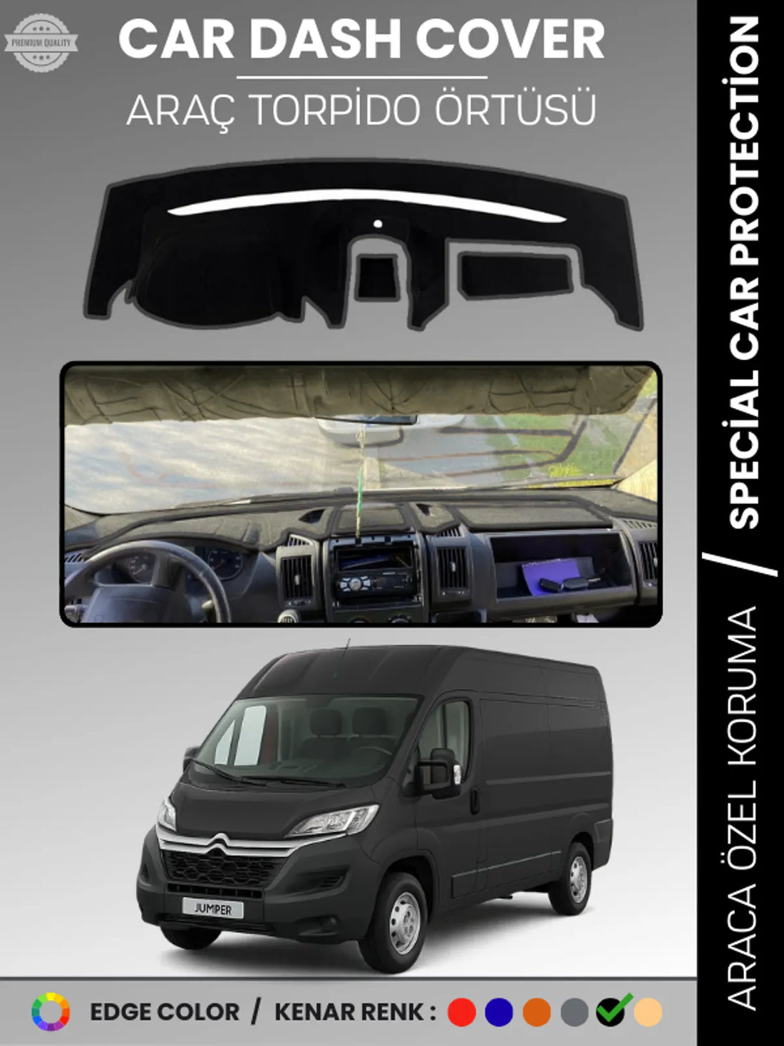 CITROEN JUMPER X290 KASA (2014-2024) Uyumlu Torpido Örtüsü Araca Özel Ön Göğüs Koruma