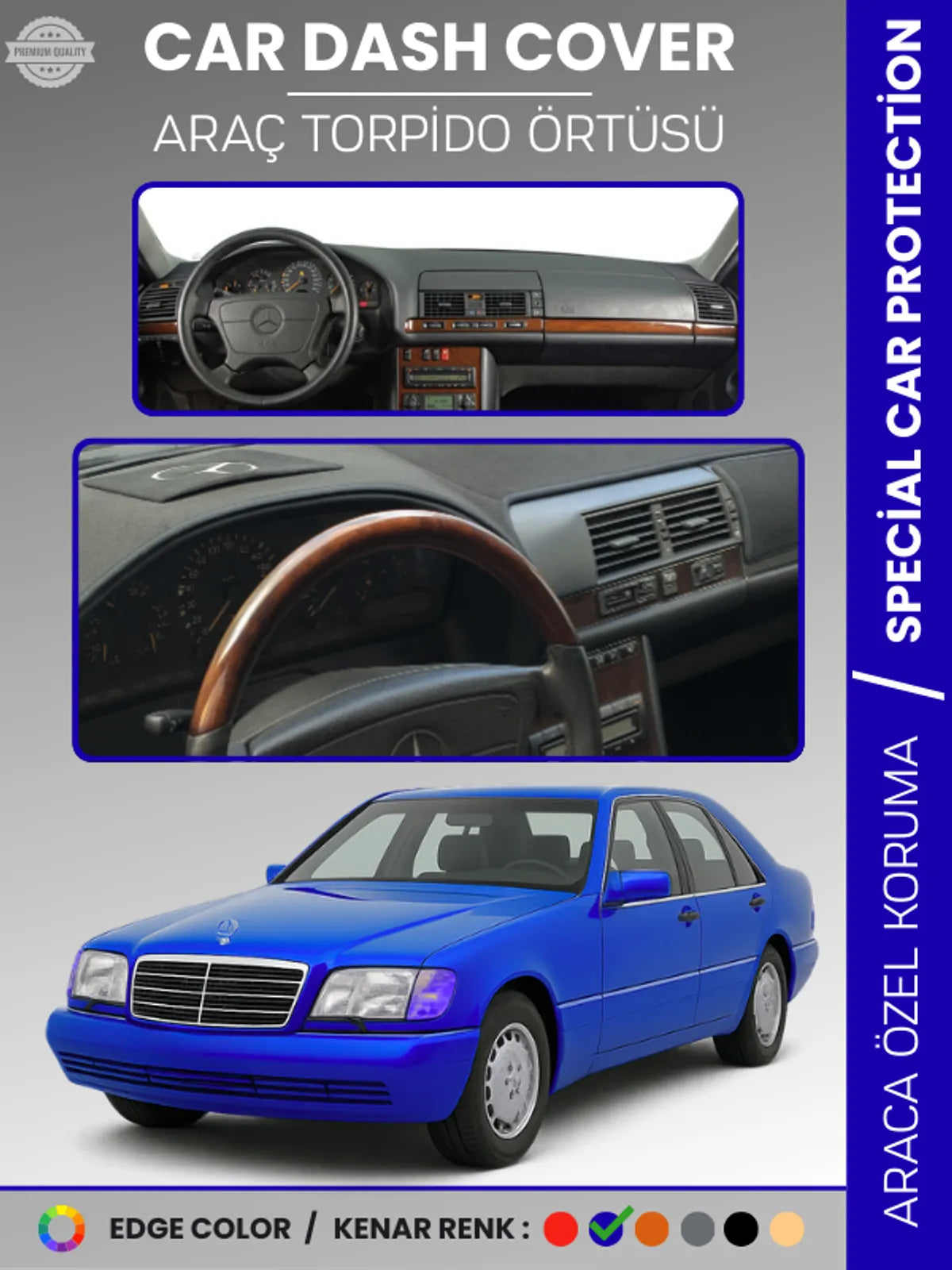MERCEDES S CLASS W140 (1991-1998) Uyumlu Torpido Örtüsü Araca Özel Ön Göğüs Koruma