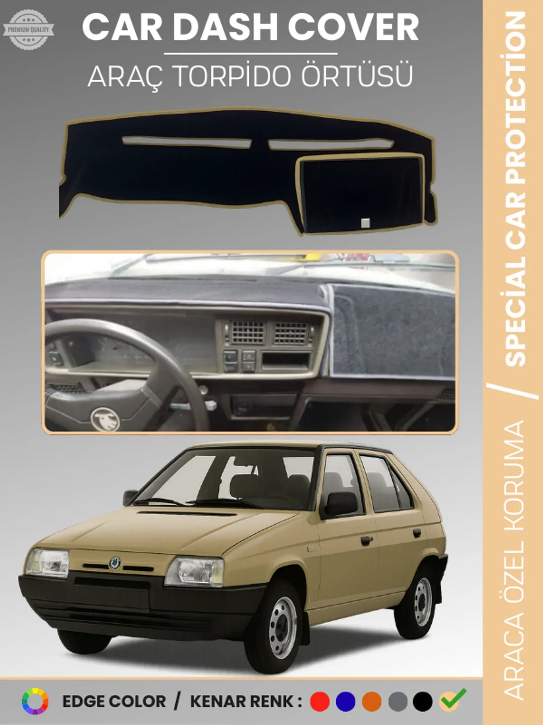 SKODA FAVORİT (1987-1995) Uyumlu Torpido Örtüsü Araca Özel Ön Göğüs Koruma