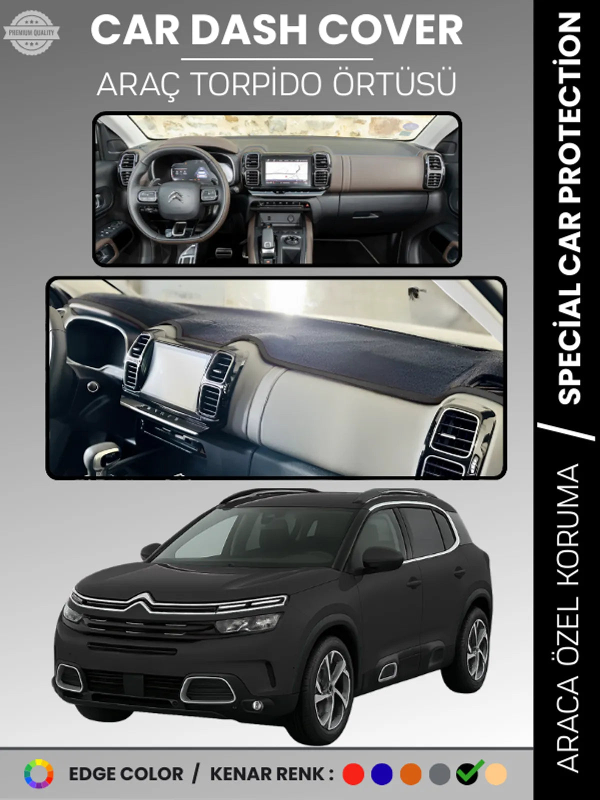 CITROEN C5 AIRCROSS (2018-2025) Uyumlu Torpido Örtüsü Araca Özel Ön Göğüs Koruma