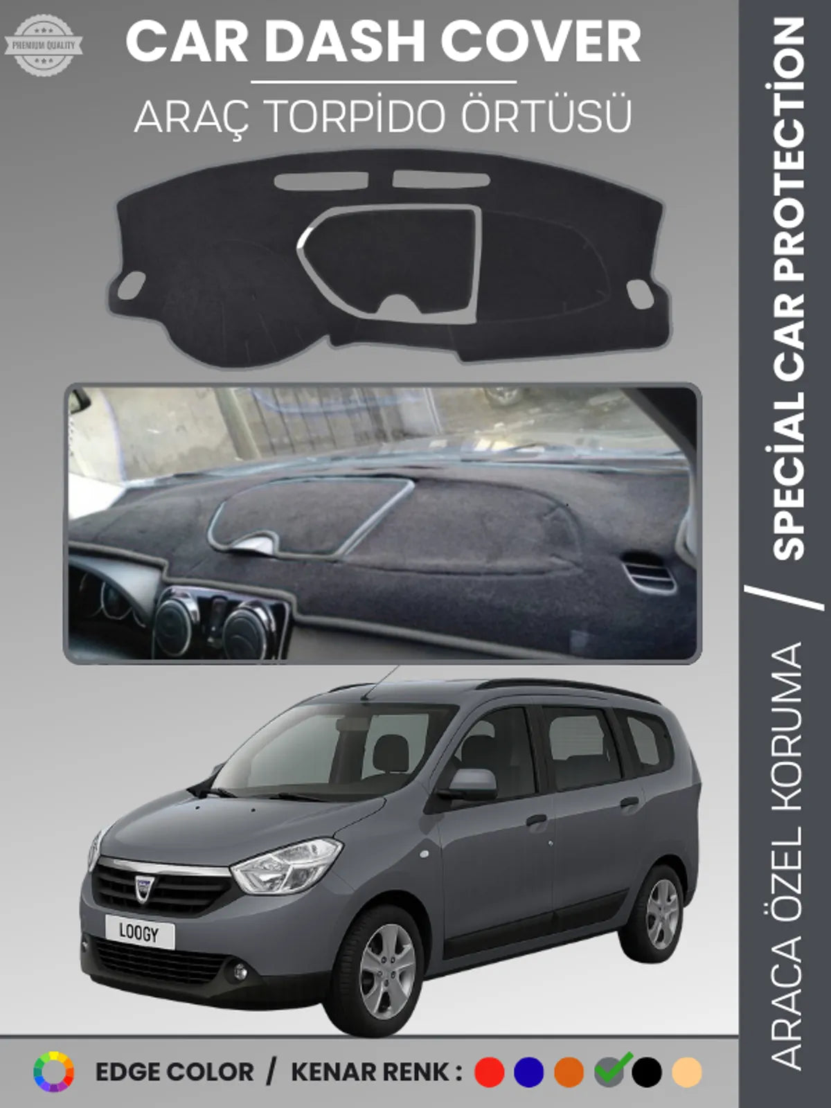DACIA LODGY (2010-2017) Uyumlu Torpido Örtüsü Araca Özel Ön Göğüs Koruma