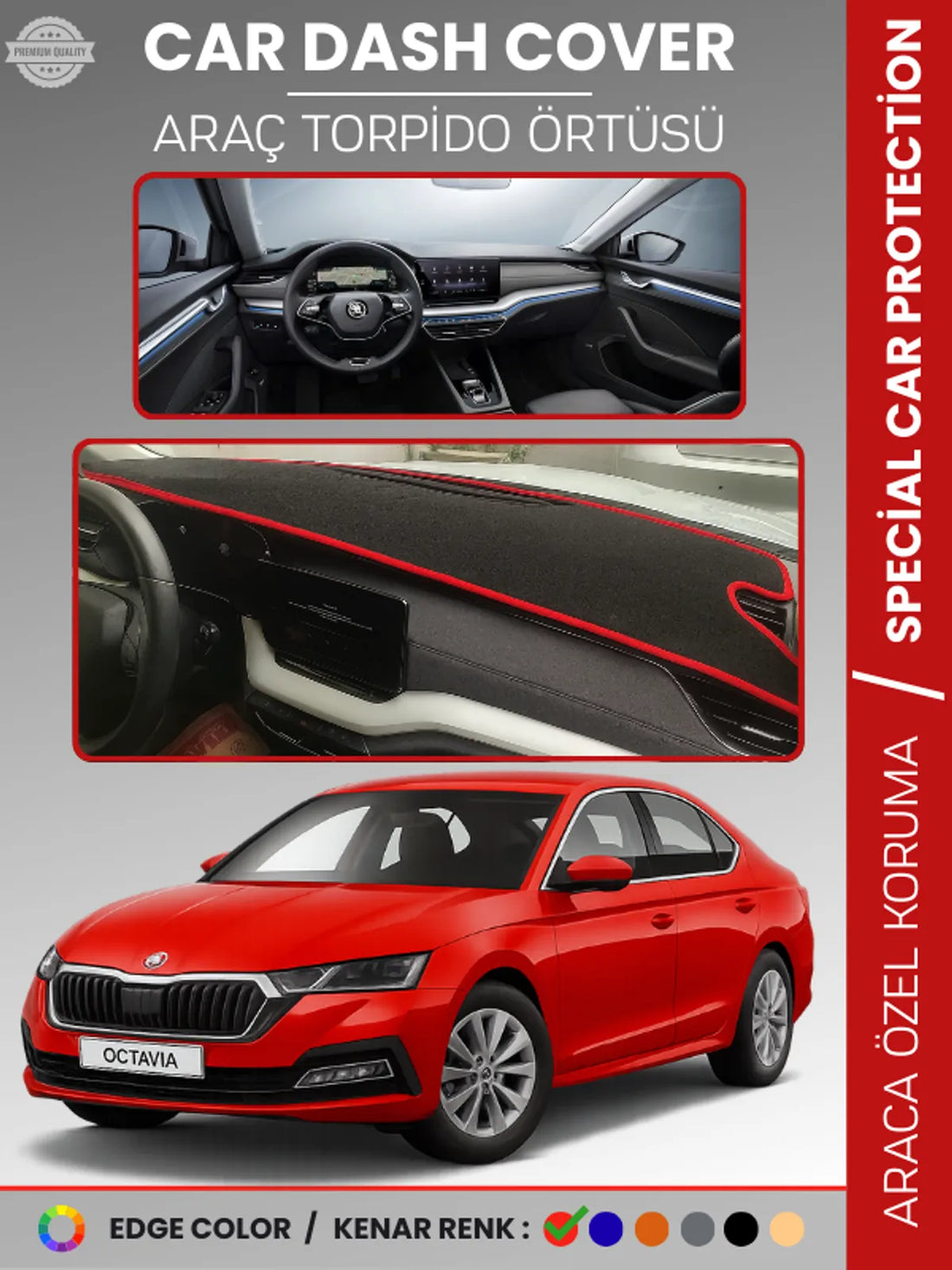 SKODA OCTAVIA A8 (2020-2024) Uyumlu Torpido Örtüsü Araca Özel Ön Göğüs Koruma