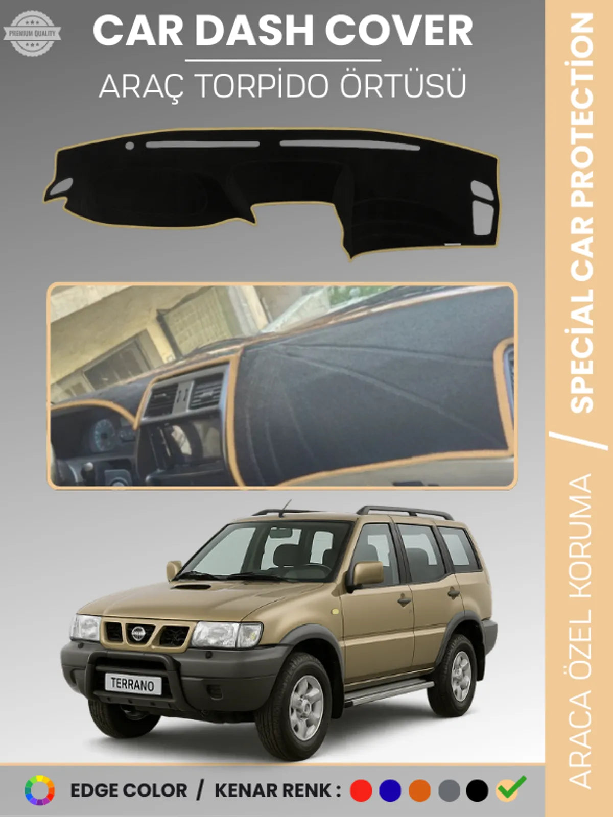 NİSSAN TERRANO DÜZ MODEL (1999-2003) Uyumlu Torpido Örtüsü Araca Özel Ön Göğüs Koruma