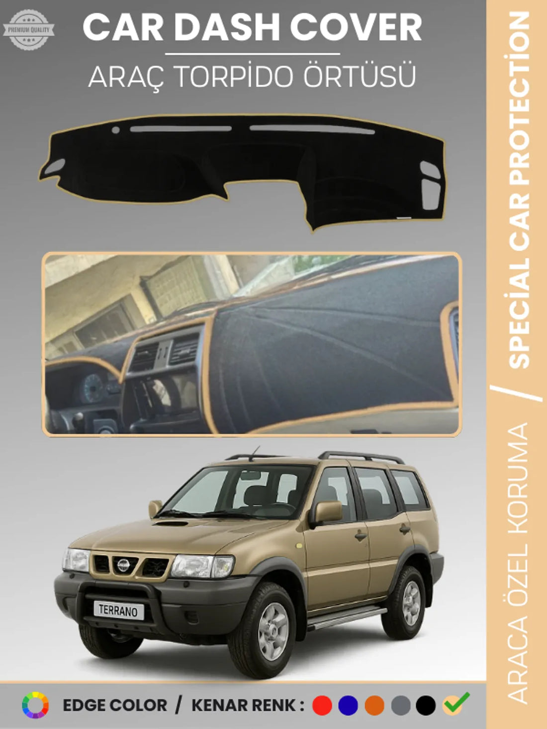 NİSSAN TERRANO DÜZ MODEL (1999-2003) Uyumlu Torpido Örtüsü Araca Özel Ön Göğüs Koruma