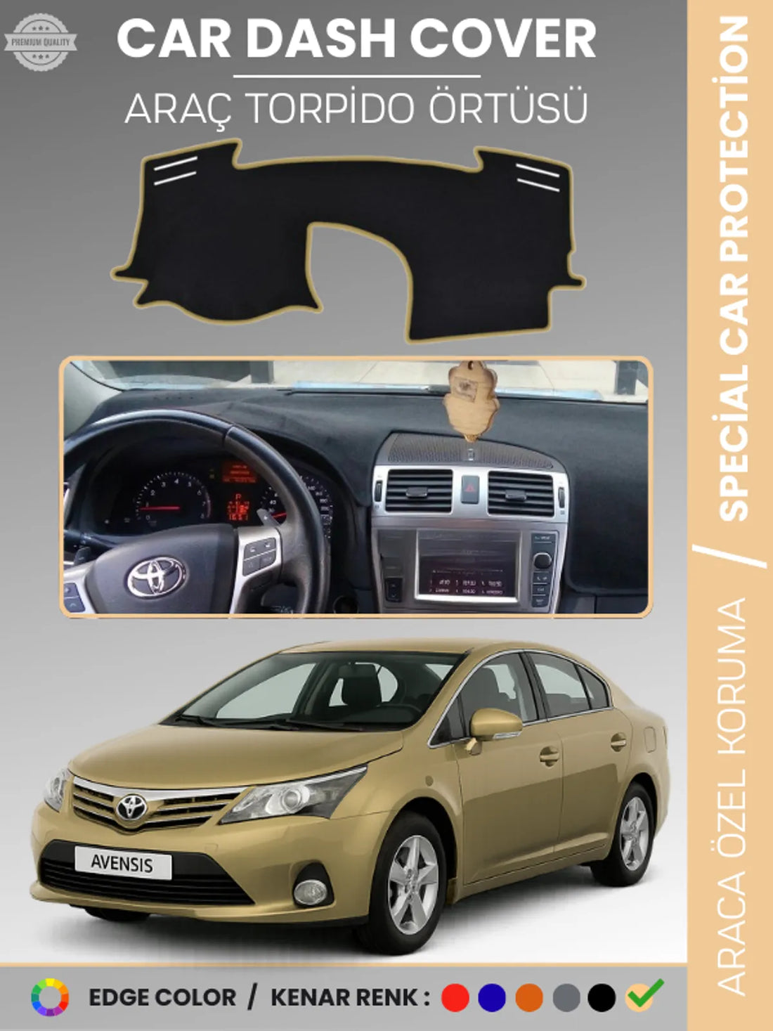 TOYOTA AVENSIS T27 (2009-2018) Uyumlu Torpido Örtüsü Araca Özel Ön Göğüs Koruma