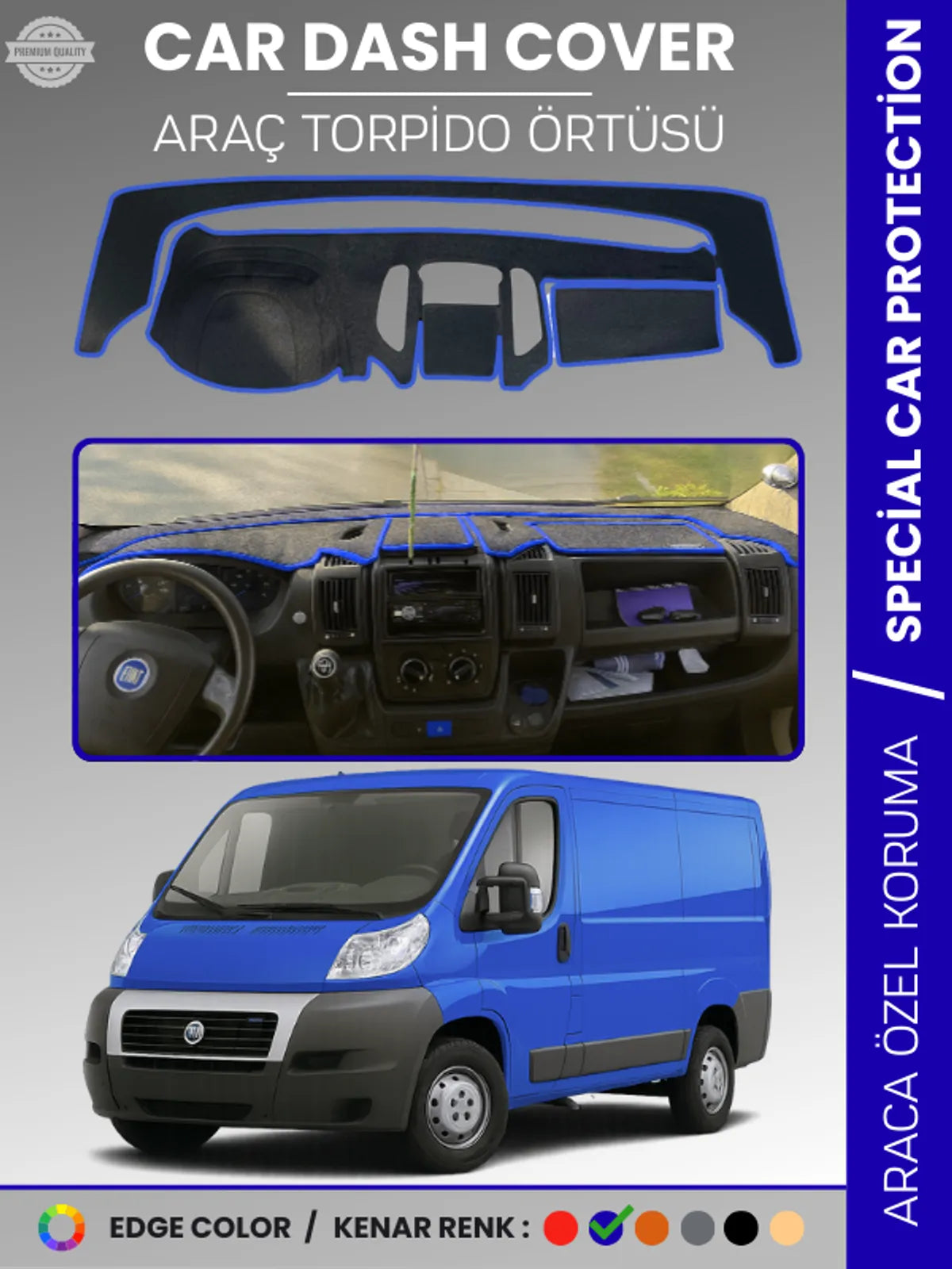 FIAT DUCATO X250 (2006-2014) Uyumlu Torpido Örtüsü Araca Özel Ön Göğüs Koruma
