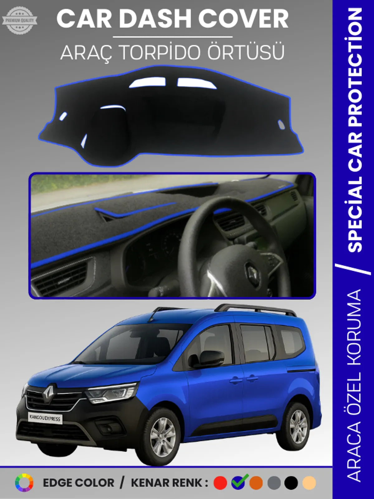 RENAULT KANGOO EXPRESS (2021-2024) Uyumlu Torpido Örtüsü Araca Özel Ön Göğüs Koruma