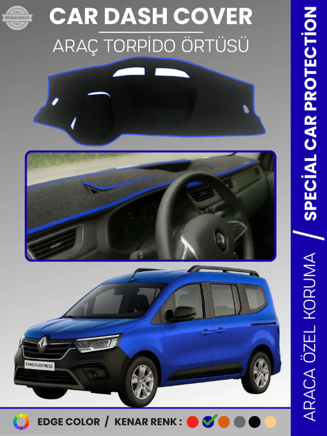 RENAULT KANGOO EXPRESS (2021-2024) Uyumlu Torpido Örtüsü Araca Özel Ön Göğüs Koruma